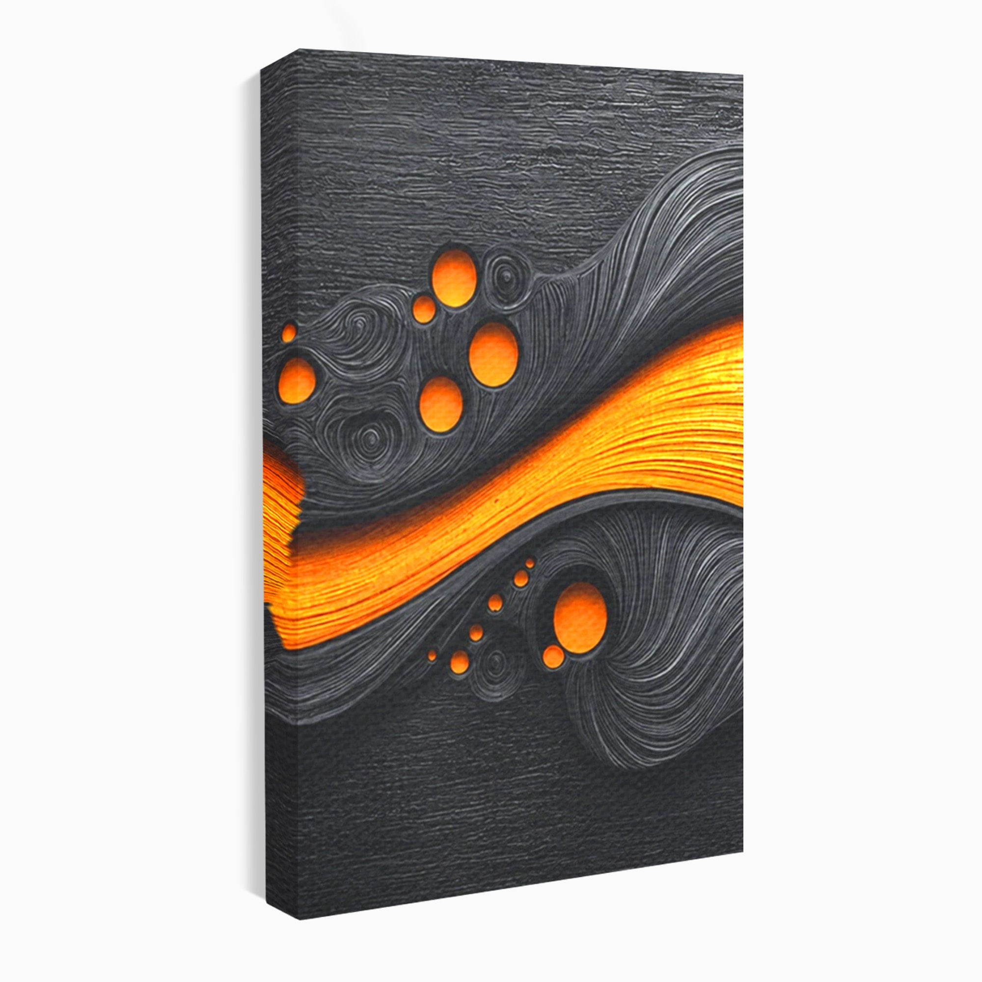 Set 2 Tablouri Canvas Premium LuxCanva® C2-1377, Flux Abstract Portocaliu, Abstract, Modern, Arta, Design, Living, Birou, Culori Vibrante
