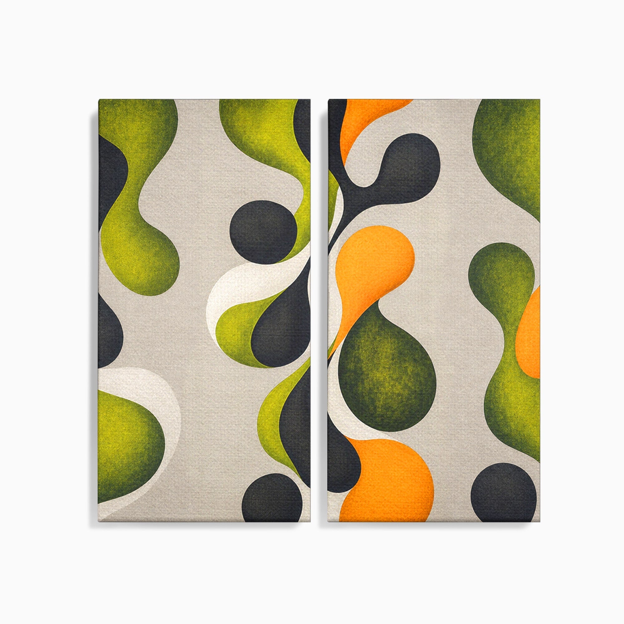 Set 2 Tablouri Canvas Premium LuxCanva® C2-1381, Forme Abstracte Organice, Abstract, Forme, Modern, Living, Birou, Culori Vibrante