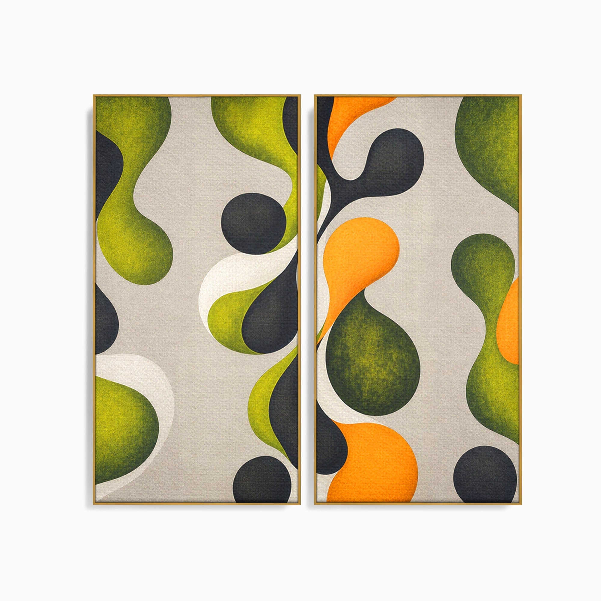 Set 2 Tablouri Canvas Premium LuxCanva® C2-1381, Forme Abstracte Organice, Abstract, Forme, Modern, Living, Birou, Culori Vibrante