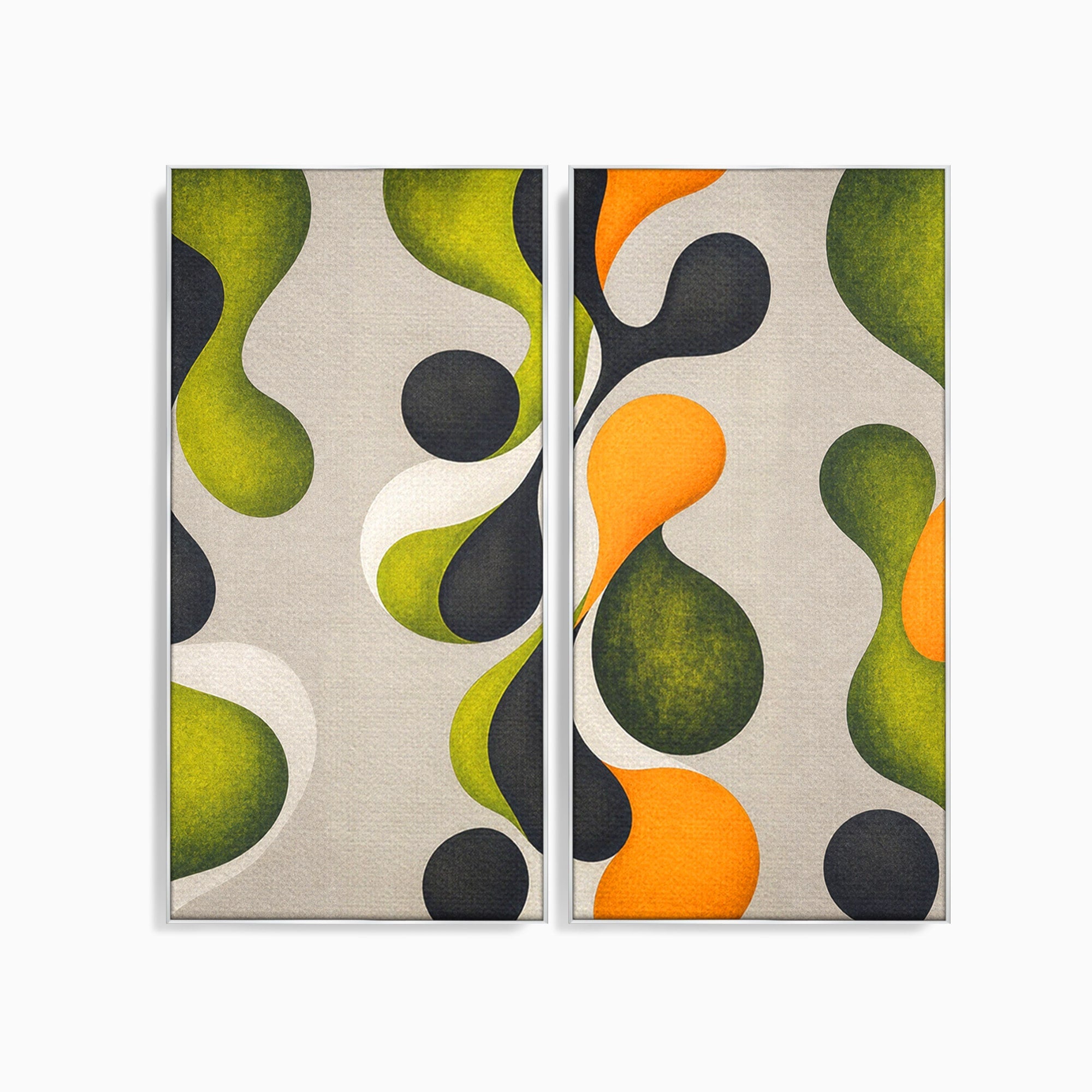 Set 2 Tablouri Canvas Premium LuxCanva® C2-1381, Forme Abstracte Organice, Abstract, Forme, Modern, Living, Birou, Culori Vibrante