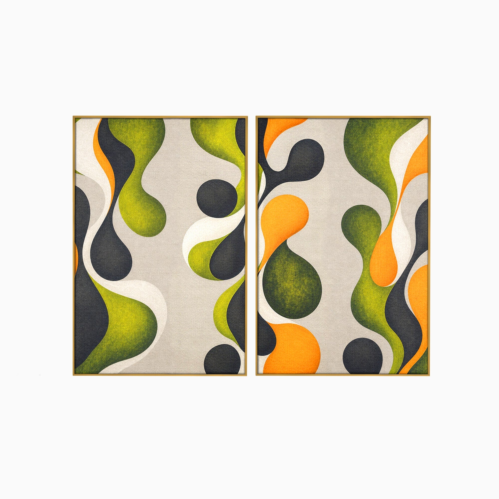 Set 2 Tablouri Canvas Premium LuxCanva® C2-1381, Forme Abstracte Organice, Abstract, Forme, Modern, Living, Birou, Culori Vibrante