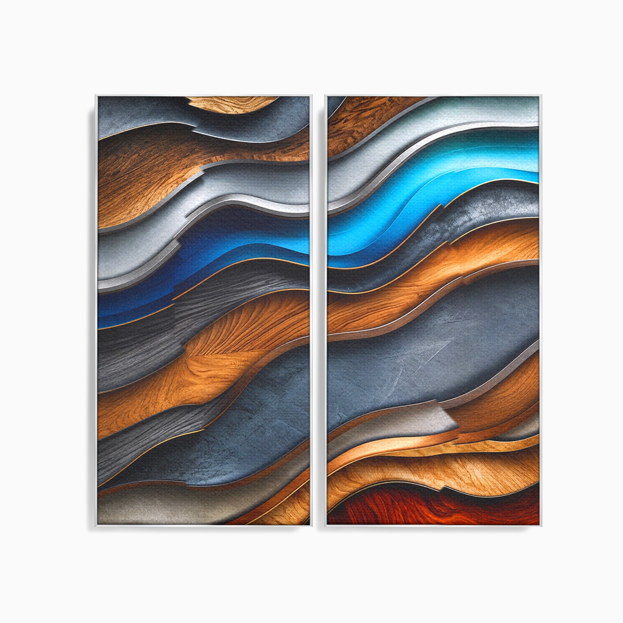 Set 2 Tablouri Canvas Premium LuxCanva® C2-1390, Valuri Abstracte, Abstract, Valuri, Textura, Living, Birou, Culori Vibrante