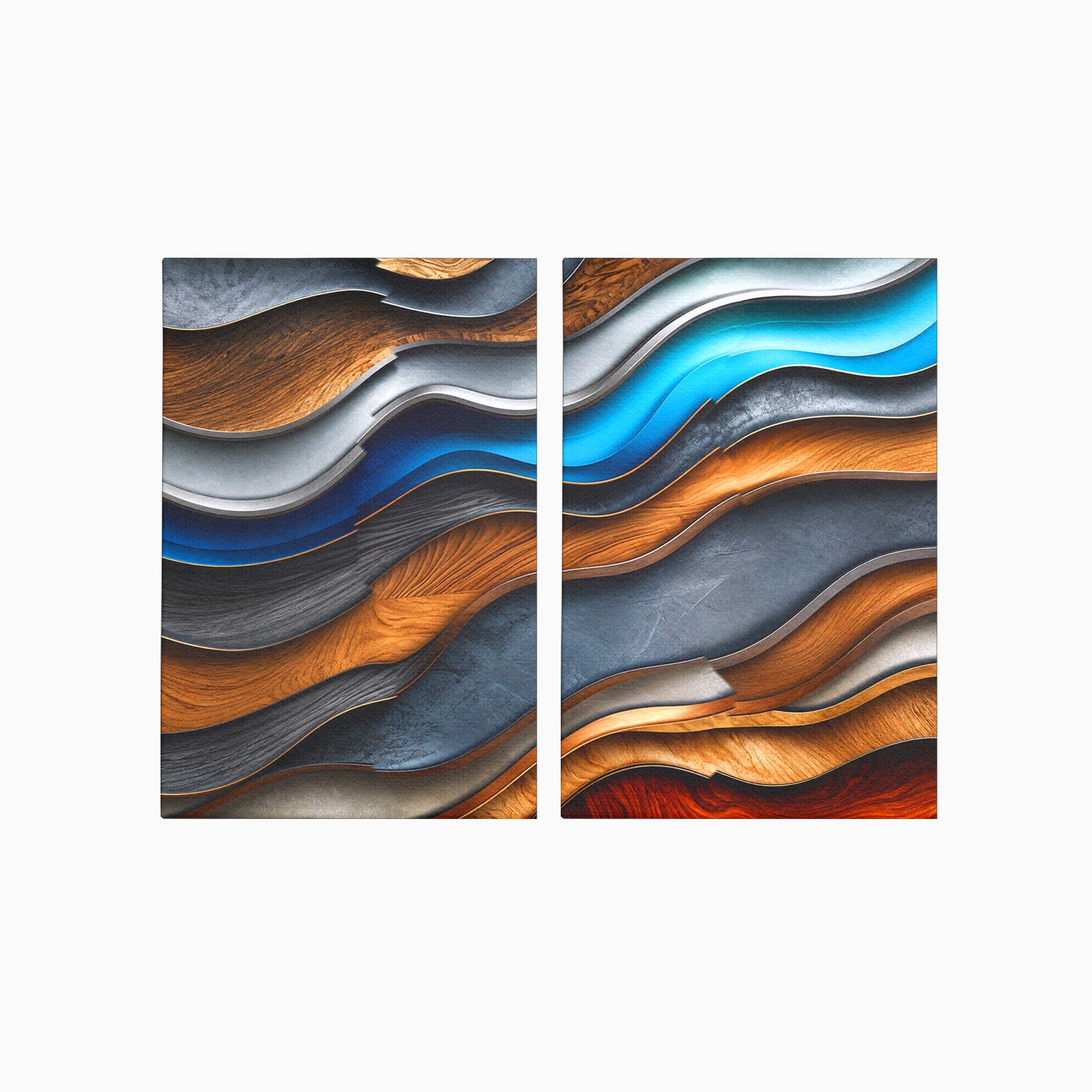 Set 2 Tablouri Canvas Premium LuxCanva® C2-1390, Valuri Abstracte, Abstract, Valuri, Textura, Living, Birou, Culori Vibrante