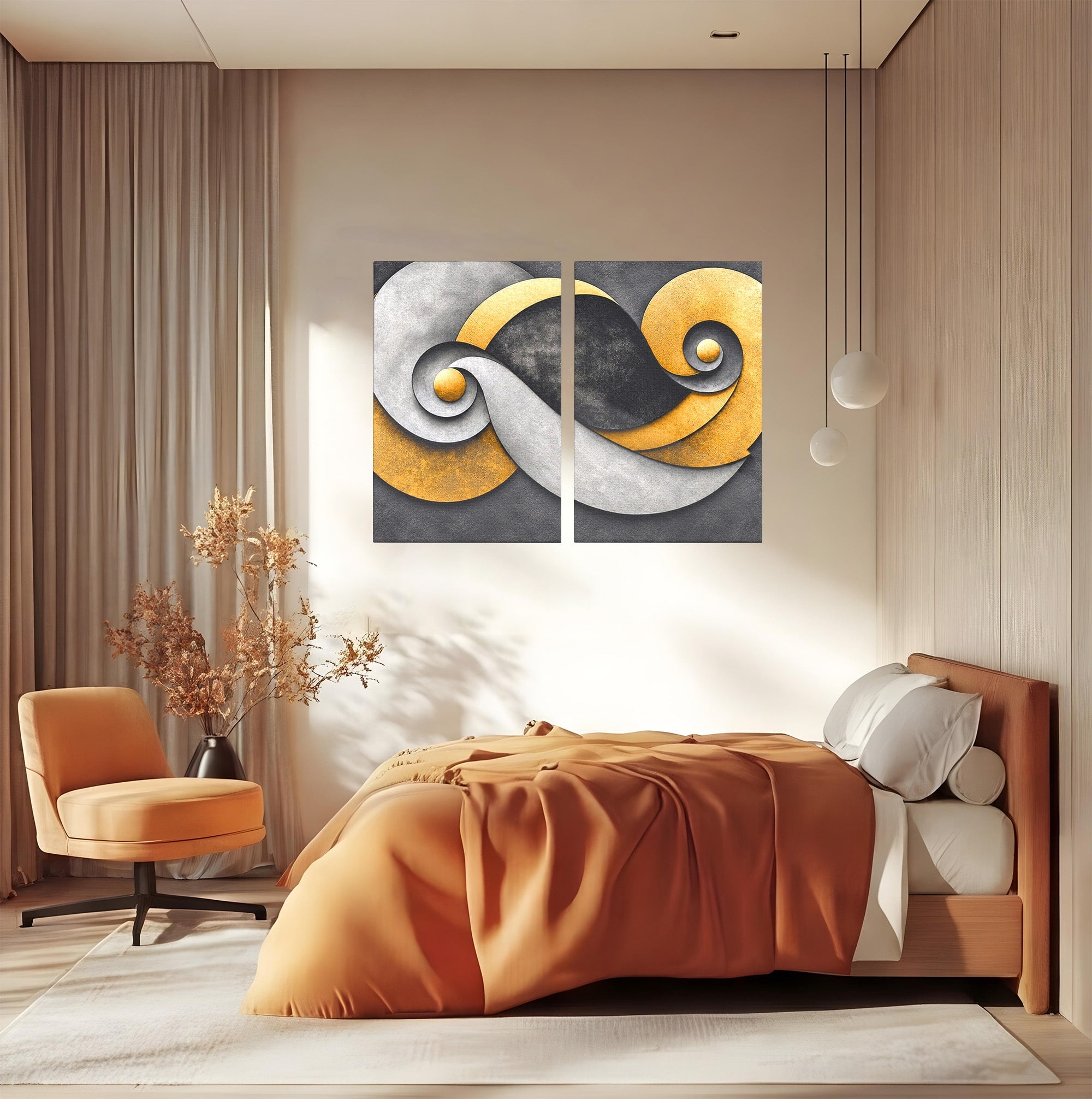 Set 2 Tablouri Canvas Premium LuxCanva® C2-1392, Simbol Infinit Abstract, Infinit, Abstract, Modern, Arta, Birou, Culori Vibrante
