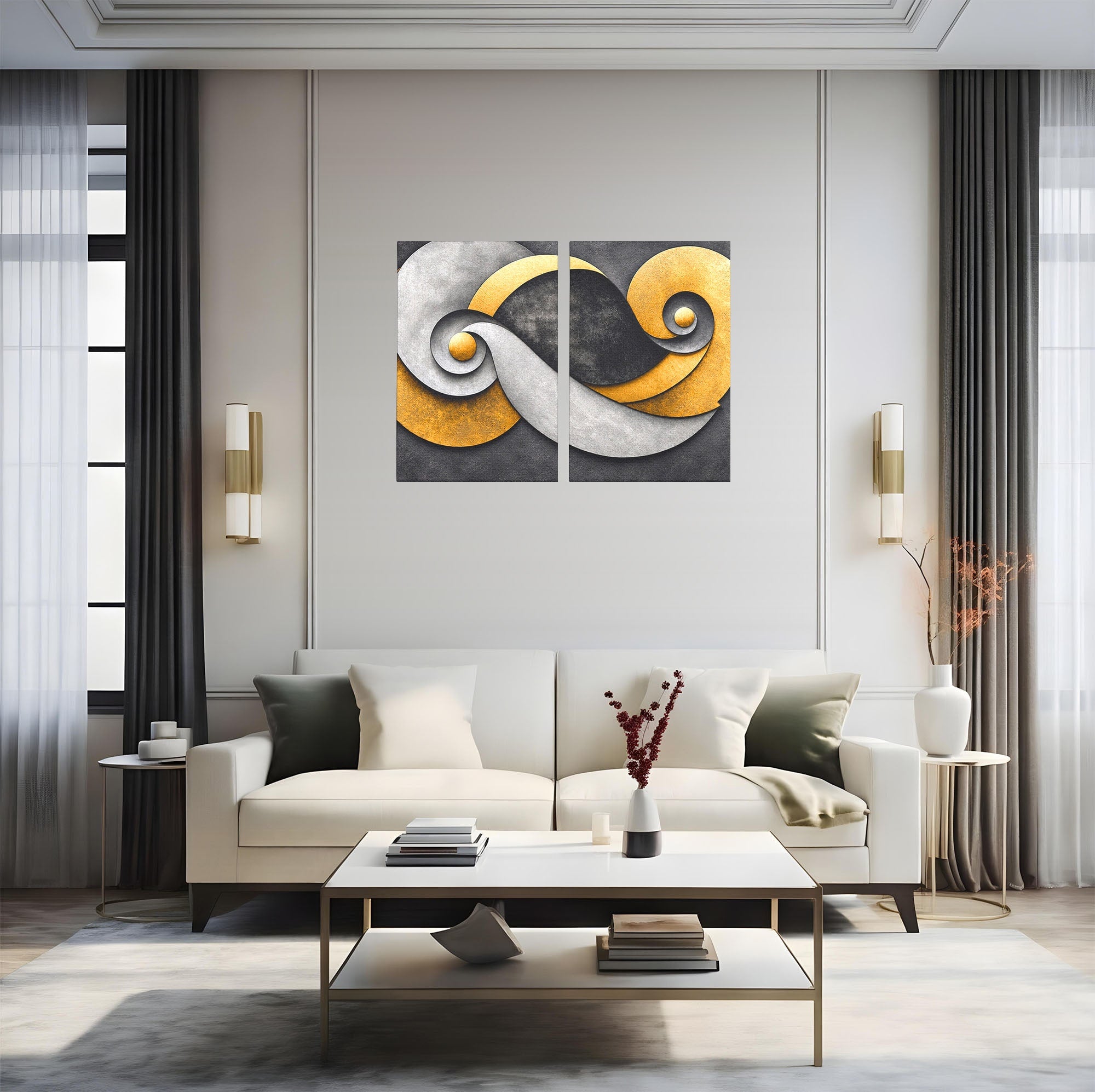 Set 2 Tablouri Canvas Premium LuxCanva® C2-1392, Simbol Infinit Abstract, Infinit, Abstract, Modern, Arta, Birou, Culori Vibrante