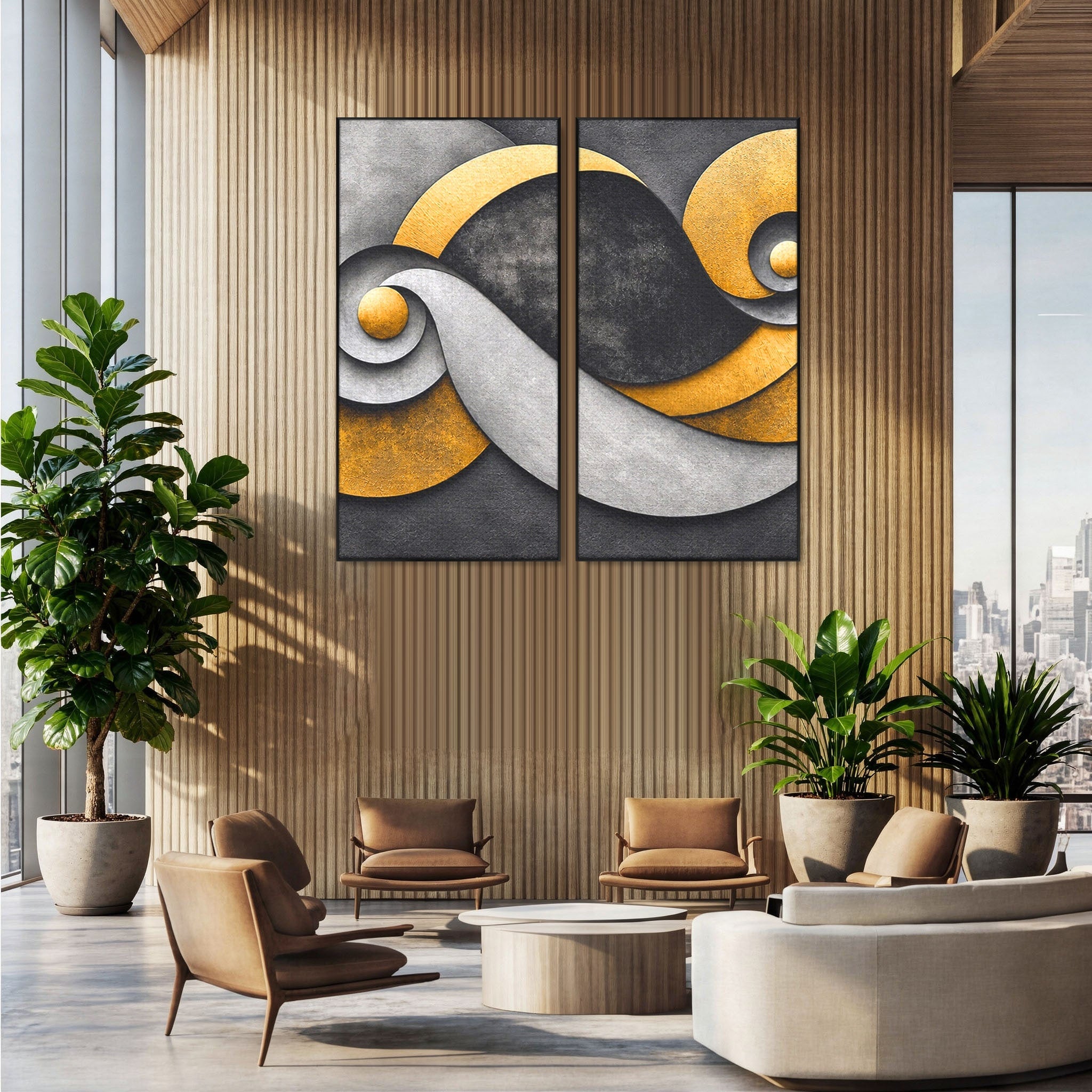 Set 2 Tablouri Canvas Premium LuxCanva® C2-1392, Simbol Infinit Abstract, Infinit, Abstract, Modern, Arta, Birou, Culori Vibrante