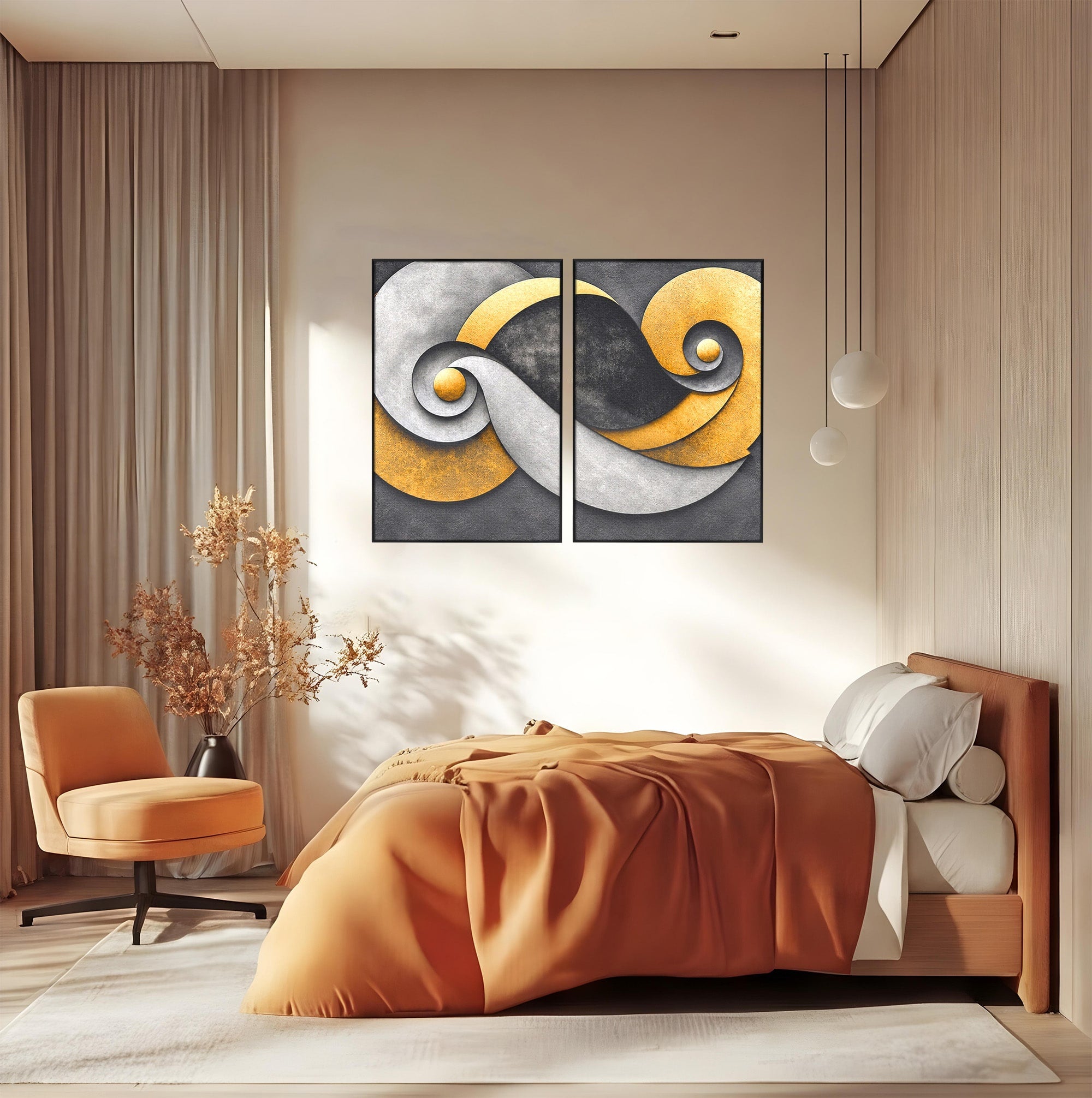 Set 2 Tablouri Canvas Premium LuxCanva® C2-1392, Simbol Infinit Abstract, Infinit, Abstract, Modern, Arta, Birou, Culori Vibrante