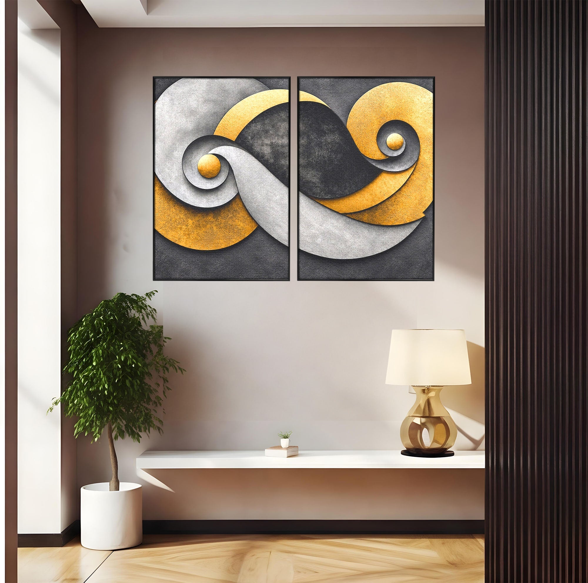 Set 2 Tablouri Canvas Premium LuxCanva® C2-1392, Simbol Infinit Abstract, Infinit, Abstract, Modern, Arta, Birou, Culori Vibrante