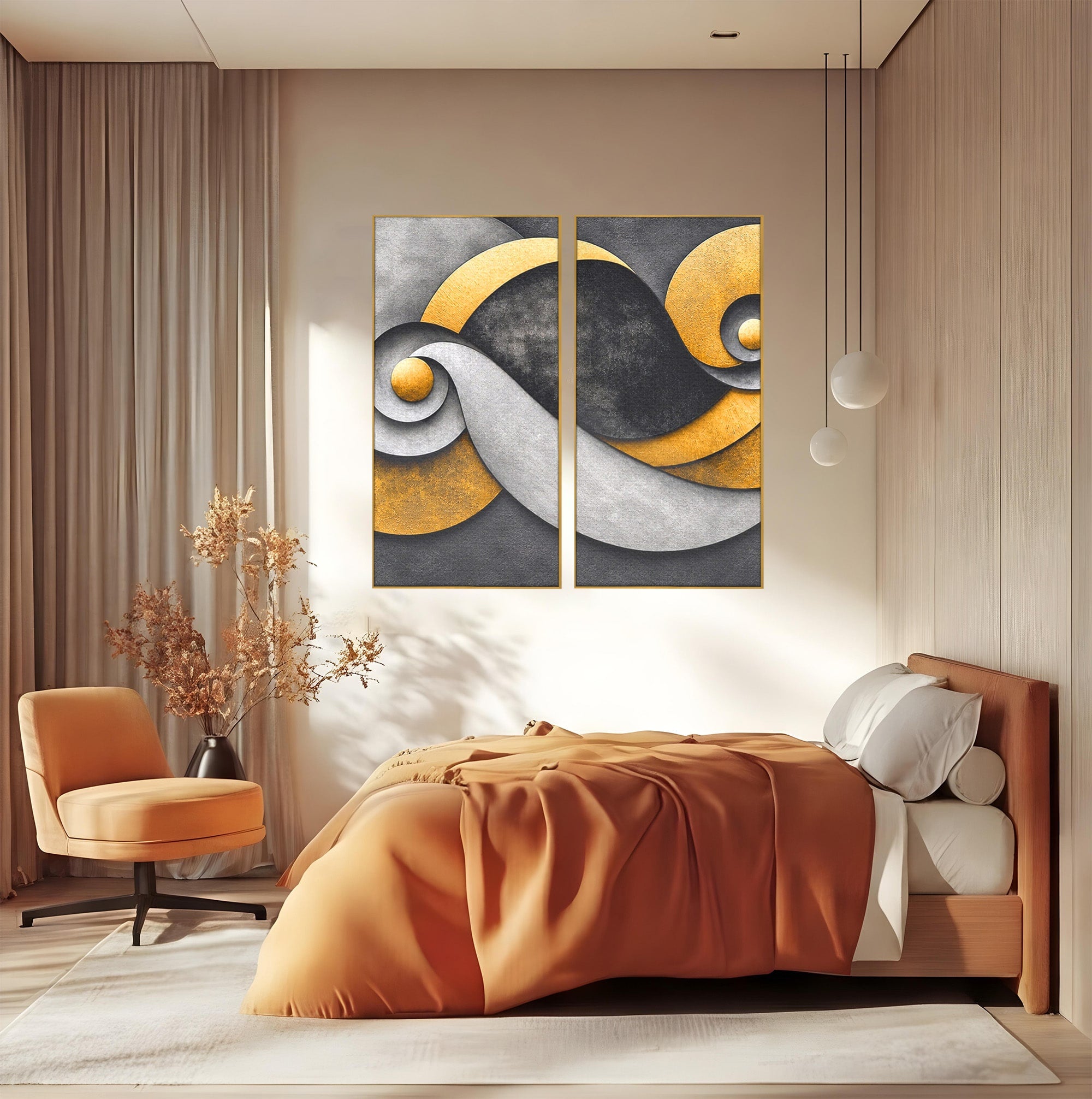 Set 2 Tablouri Canvas Premium LuxCanva® C2-1392, Simbol Infinit Abstract, Infinit, Abstract, Modern, Arta, Birou, Culori Vibrante