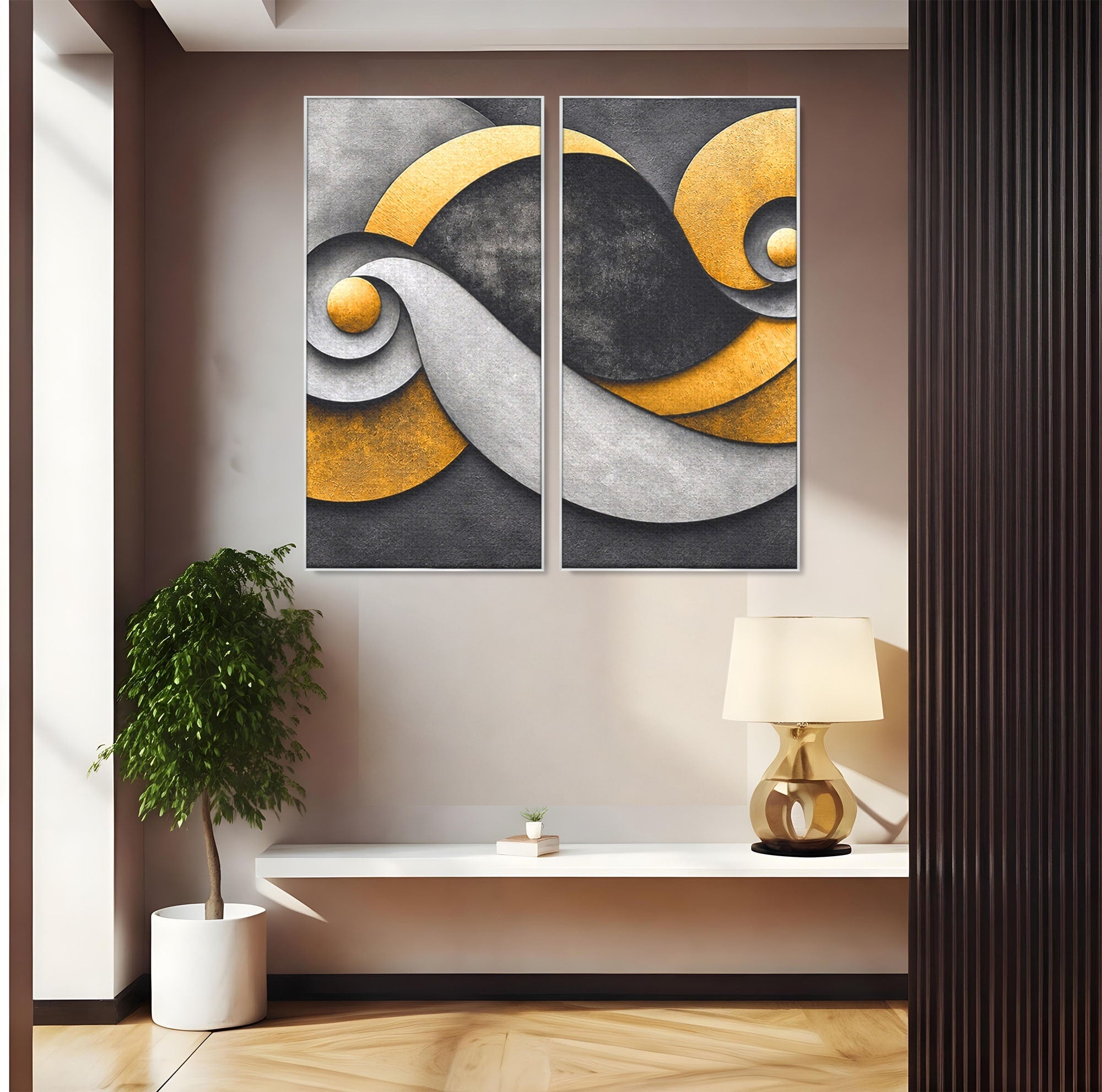 Set 2 Tablouri Canvas Premium LuxCanva® C2-1392, Simbol Infinit Abstract, Infinit, Abstract, Modern, Arta, Birou, Culori Vibrante