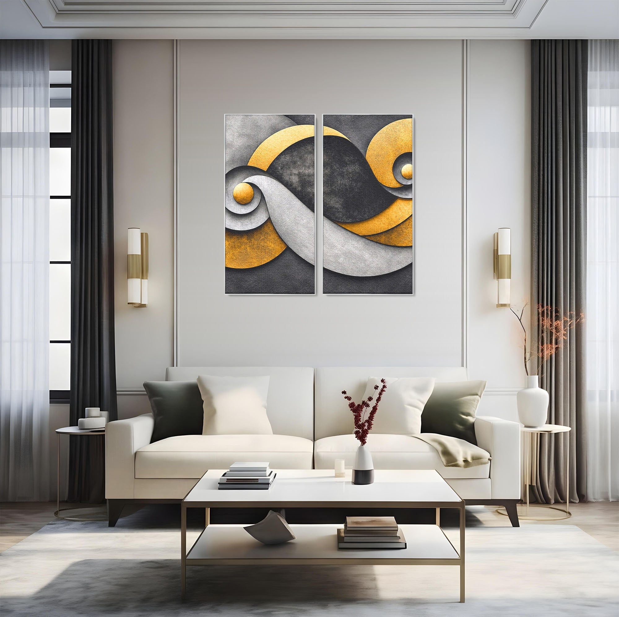 Set 2 Tablouri Canvas Premium LuxCanva® C2-1392, Simbol Infinit Abstract, Infinit, Abstract, Modern, Arta, Birou, Culori Vibrante
