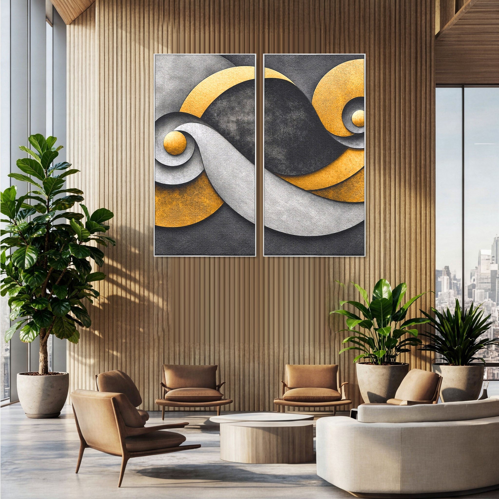 Set 2 Tablouri Canvas Premium LuxCanva® C2-1392, Simbol Infinit Abstract, Infinit, Abstract, Modern, Arta, Birou, Culori Vibrante