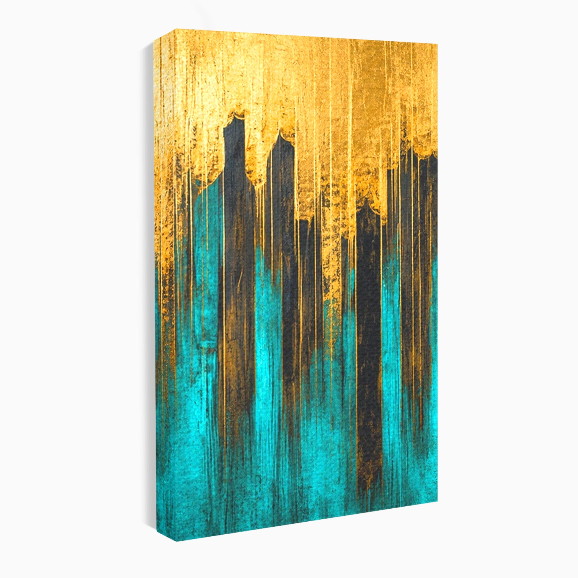 Set 2 Tablouri Canvas Premium LuxCanva® C2-1393, Orasul Aurit, Oras, Abstract, Modern, Lux, Birou, Culori Vibrante