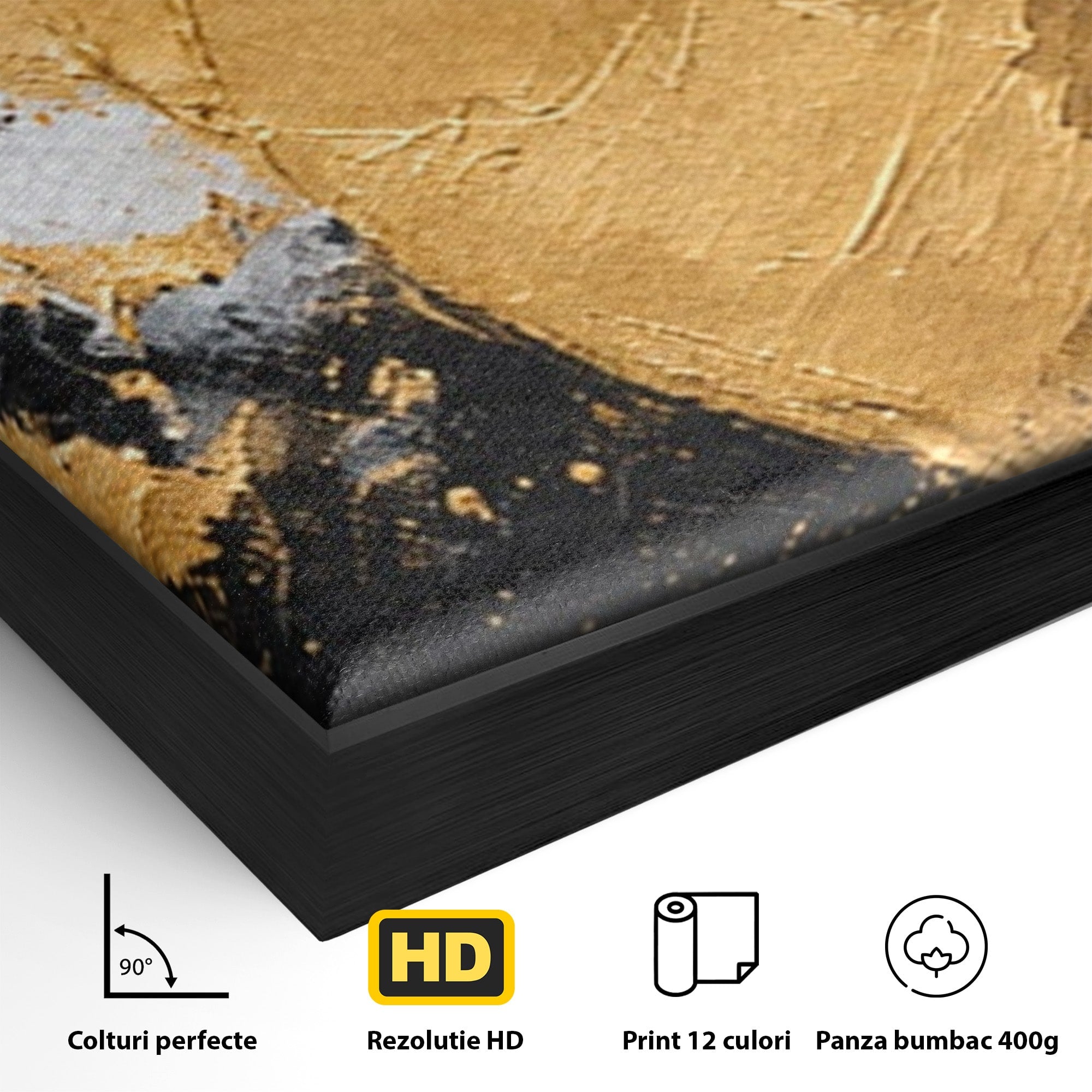 Set 2 Tablouri Canvas Premium LuxCanva® C2-1406, Explozie De Aur, Abstract, Modern, Energetic, Birou, Living, Culori Vibrante