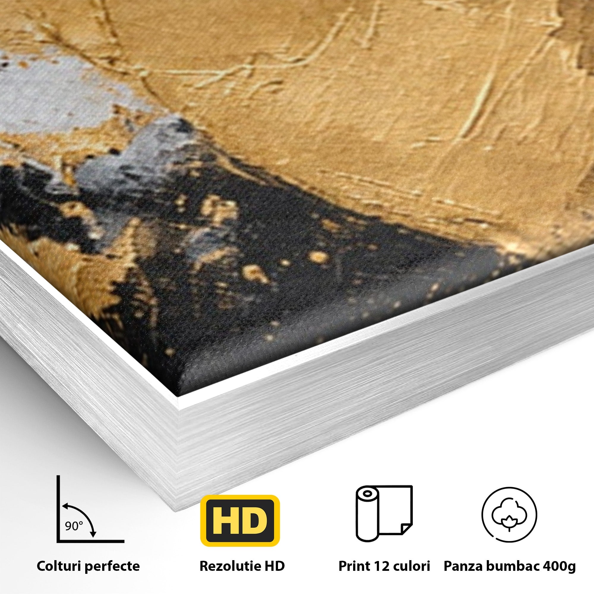 Set 2 Tablouri Canvas Premium LuxCanva® C2-1406, Explozie De Aur, Abstract, Modern, Energetic, Birou, Living, Culori Vibrante