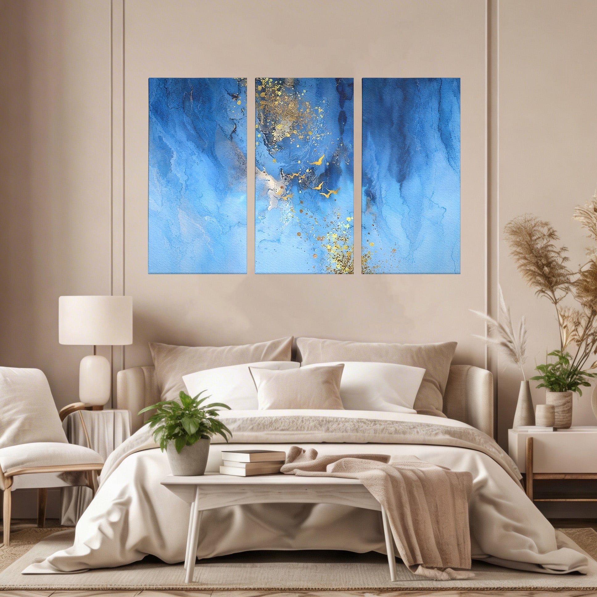 Set 3 Tablouri Canvas Premium LuxCanva® C3-1014, Pasari Pe Cer, Abstract, Culori, Living, Dormitor, Birou, Relaxare, Culori Vibrante