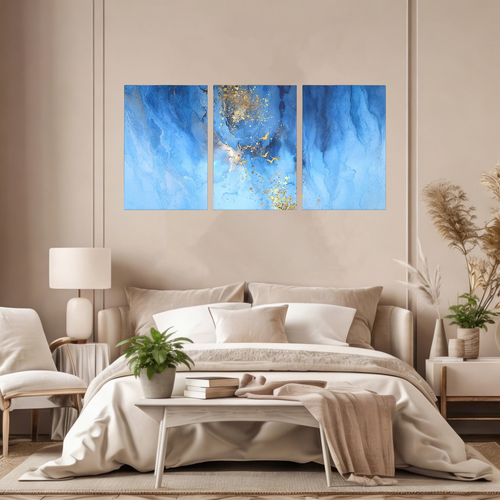 Set 3 Tablouri Canvas Premium LuxCanva® C3-1014, Pasari Pe Cer, Abstract, Culori, Living, Dormitor, Birou, Relaxare, Culori Vibrante