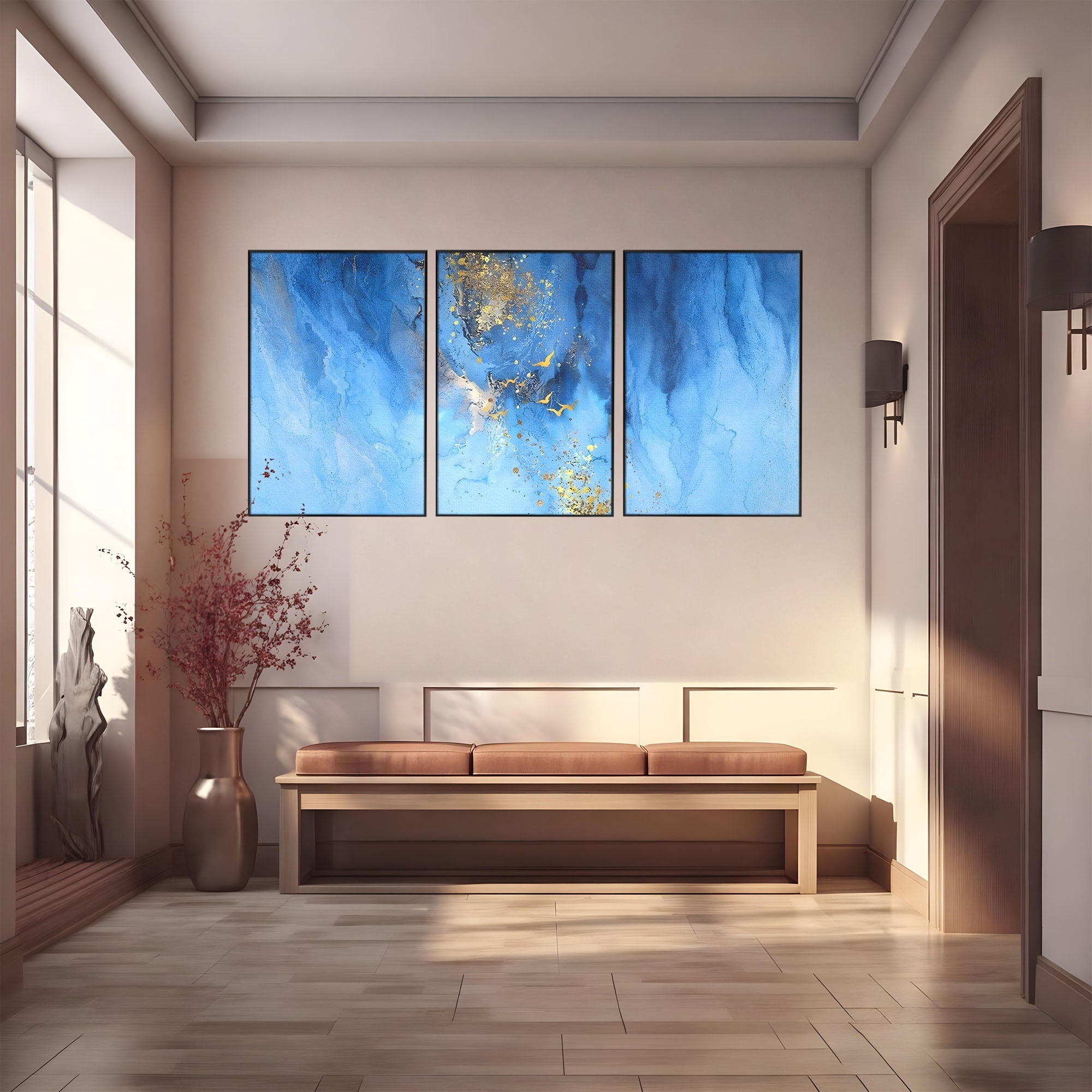 Set 3 Tablouri Canvas Premium LuxCanva® C3-1014, Pasari Pe Cer, Abstract, Culori, Living, Dormitor, Birou, Relaxare, Culori Vibrante