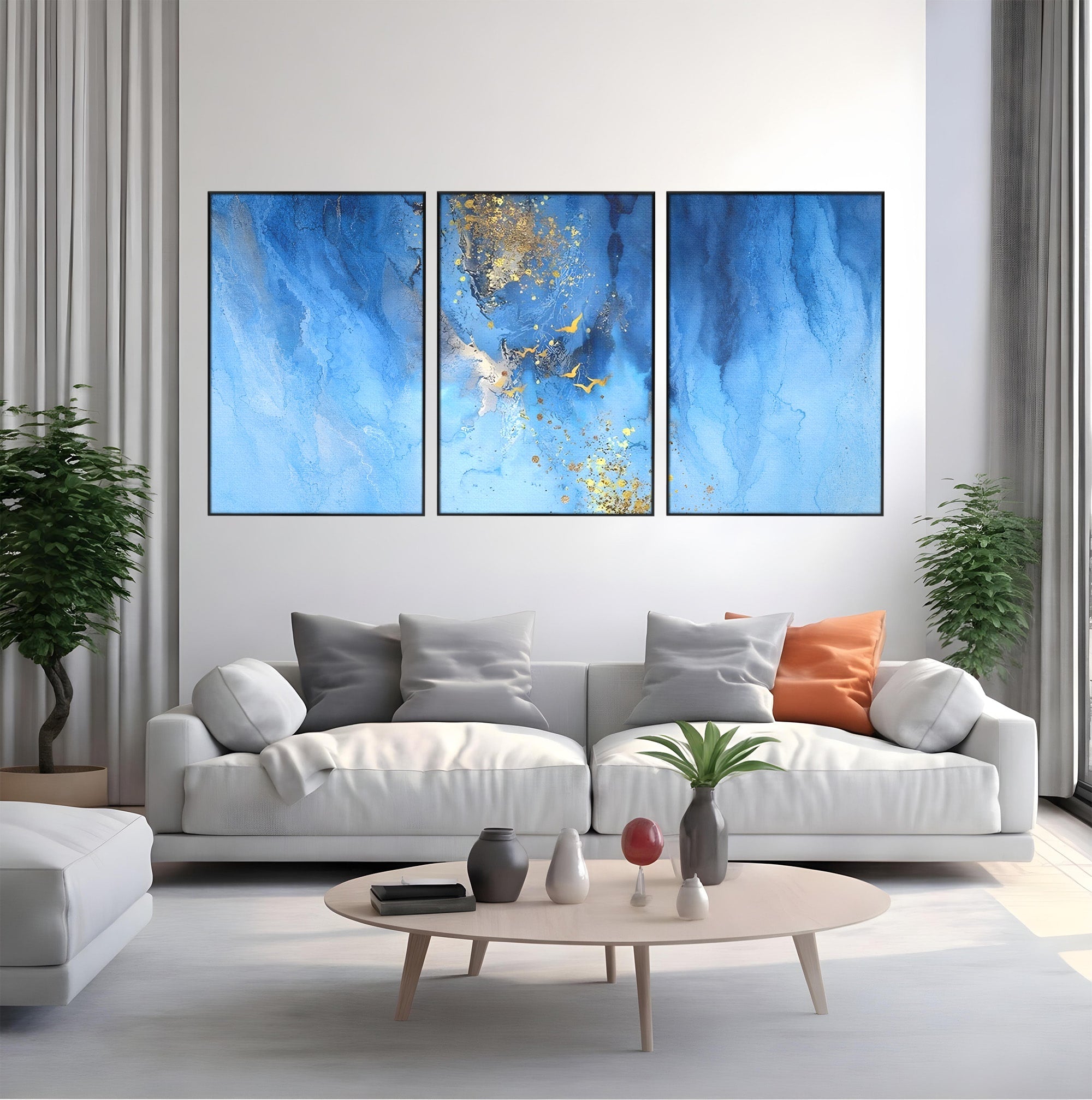 Set 3 Tablouri Canvas Premium LuxCanva® C3-1014, Pasari Pe Cer, Abstract, Culori, Living, Dormitor, Birou, Relaxare, Culori Vibrante