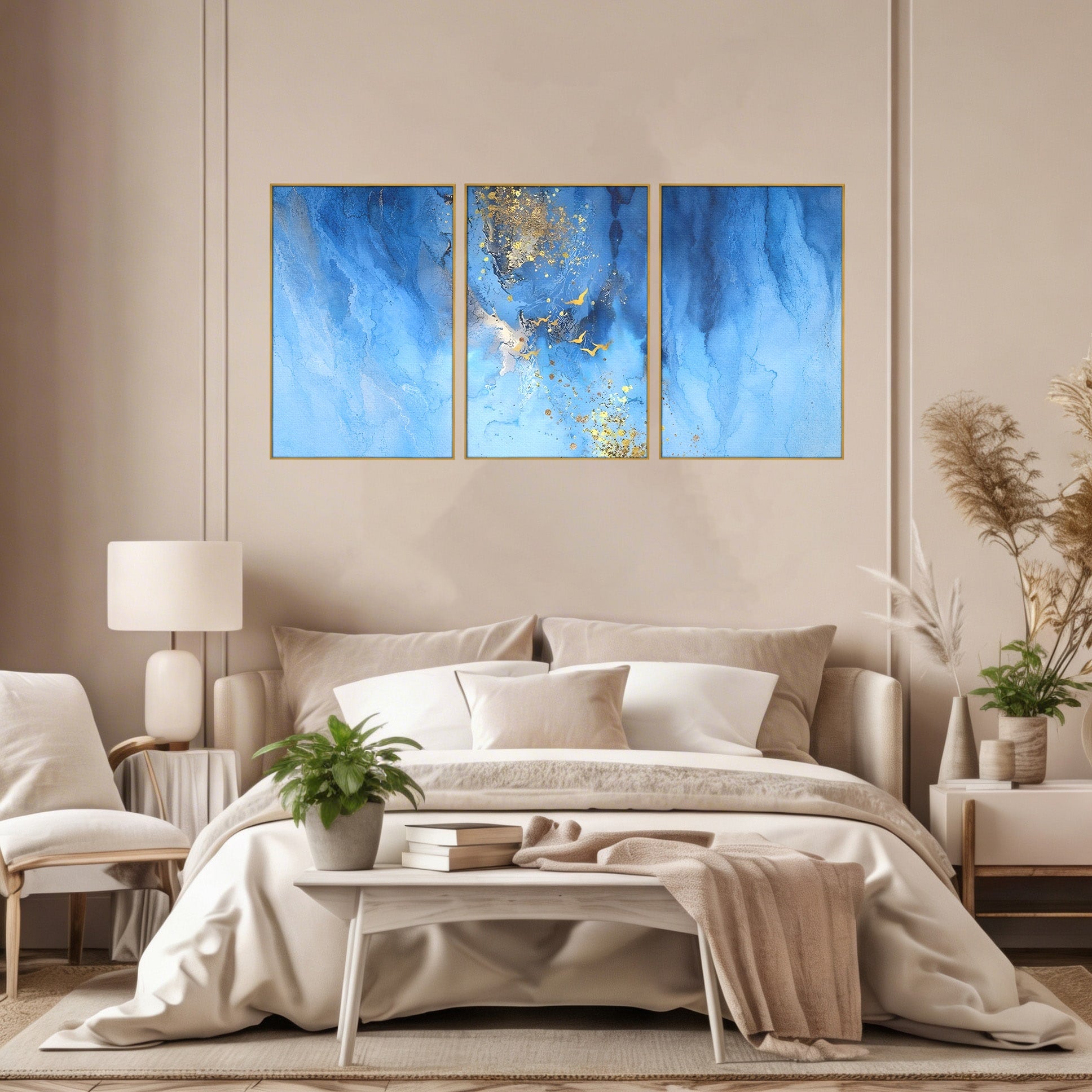 Set 3 Tablouri Canvas Premium LuxCanva® C3-1014, Pasari Pe Cer, Abstract, Culori, Living, Dormitor, Birou, Relaxare, Culori Vibrante