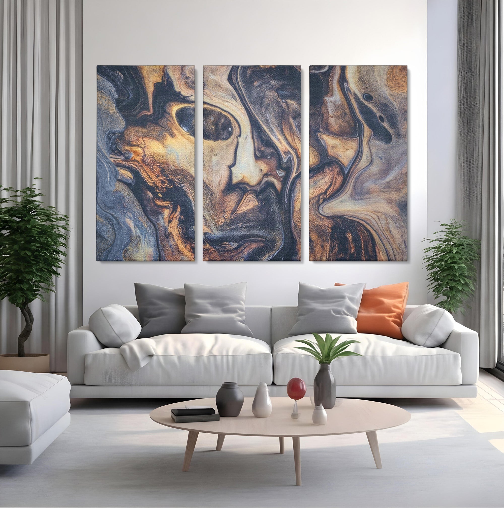 Set 3 Tablouri Canvas Premium LuxCanva® C3-1042, Abstract, Culori, Abstract, Office, Living Room, Relaxare, Culori Vibrante