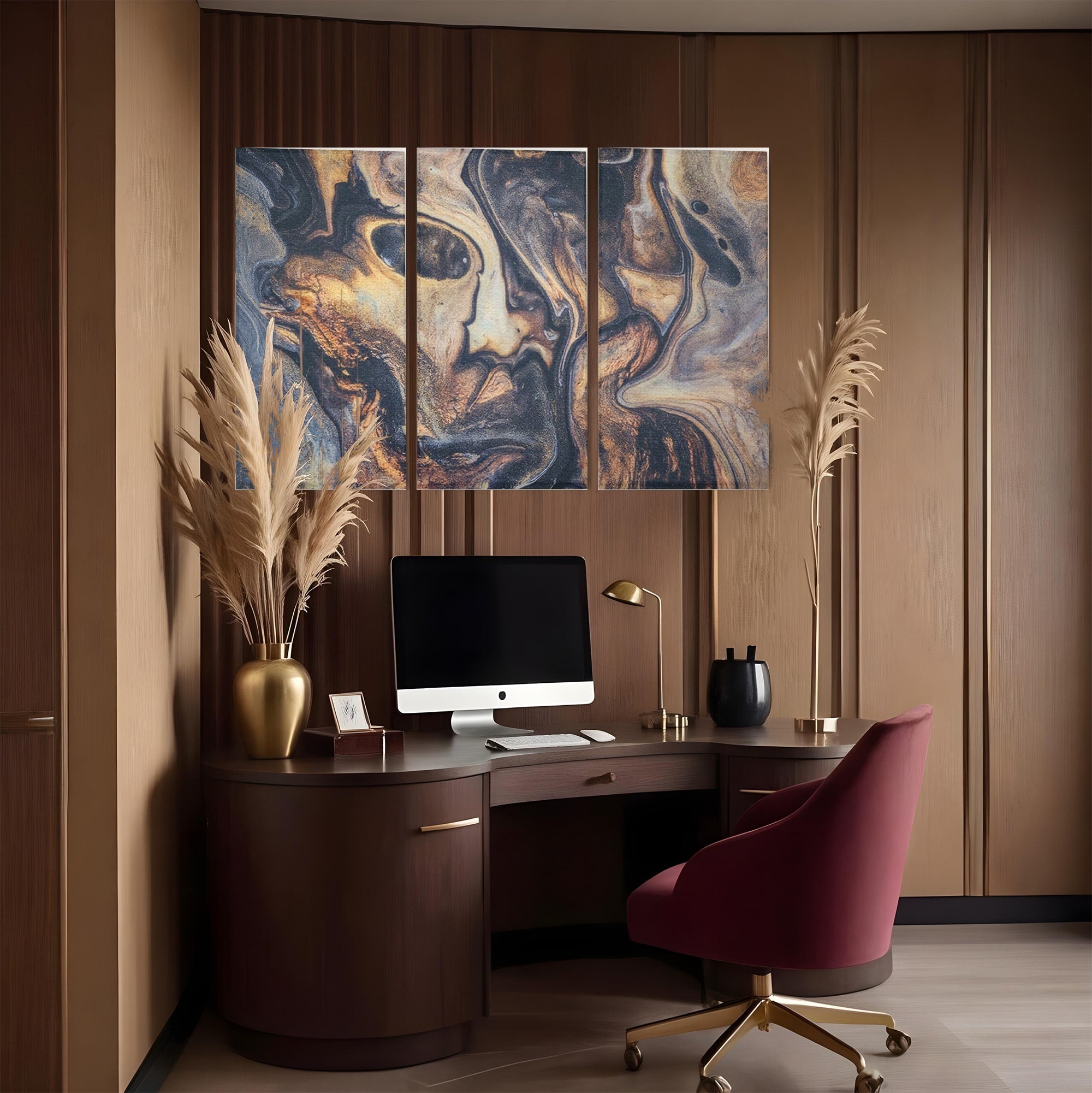 Set 3 Tablouri Canvas Premium LuxCanva® C3-1042, Abstract, Culori, Abstract, Office, Living Room, Relaxare, Culori Vibrante