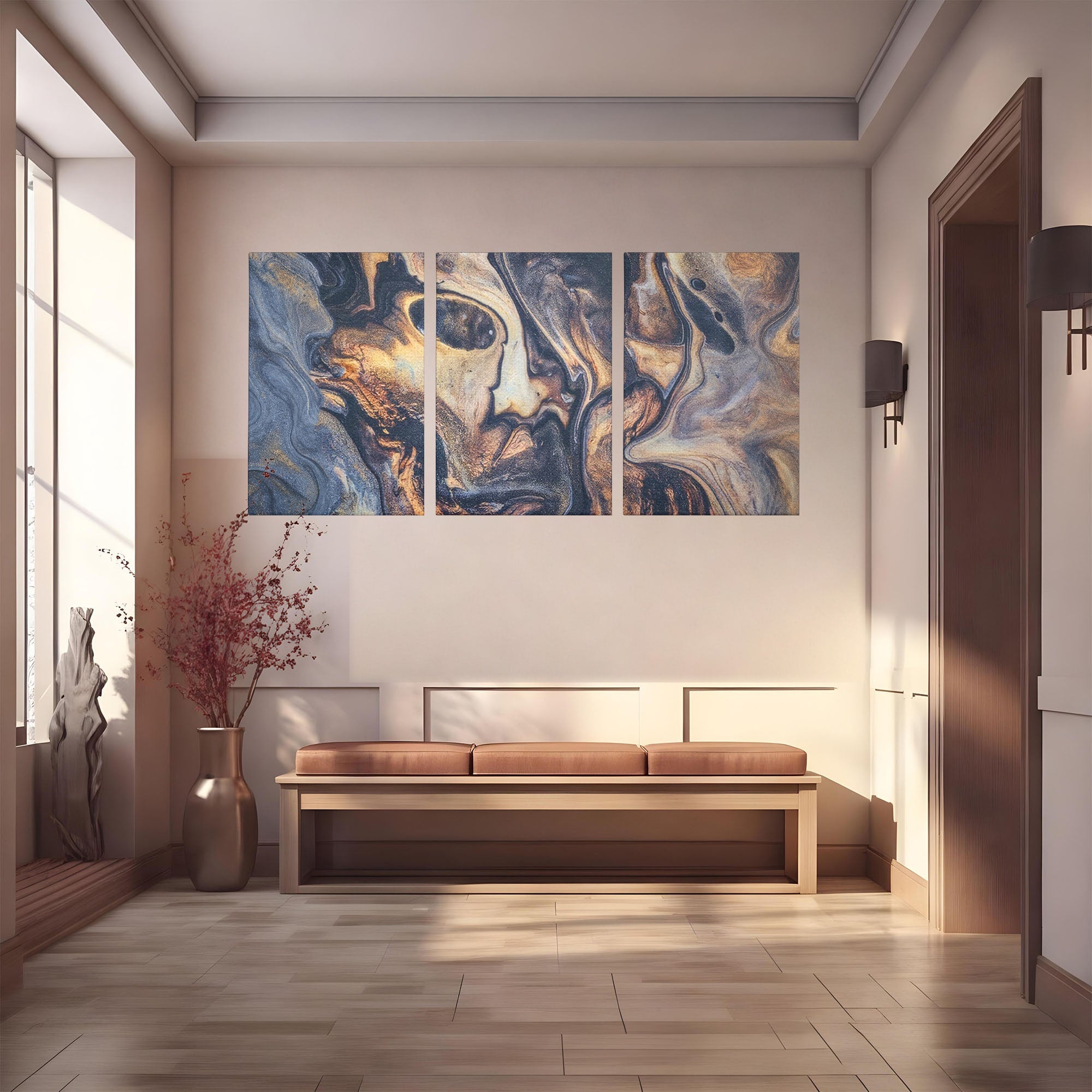 Set 3 Tablouri Canvas Premium LuxCanva® C3-1042, Abstract, Culori, Abstract, Office, Living Room, Relaxare, Culori Vibrante
