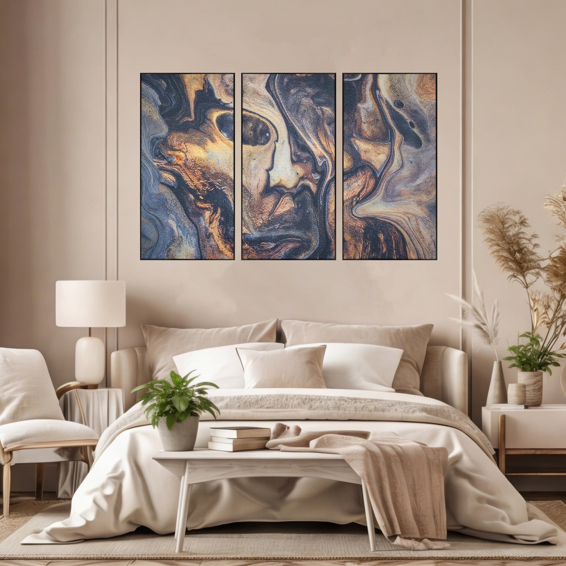 Set 3 Tablouri Canvas Premium LuxCanva® C3-1042, Abstract, Culori, Abstract, Office, Living Room, Relaxare, Culori Vibrante