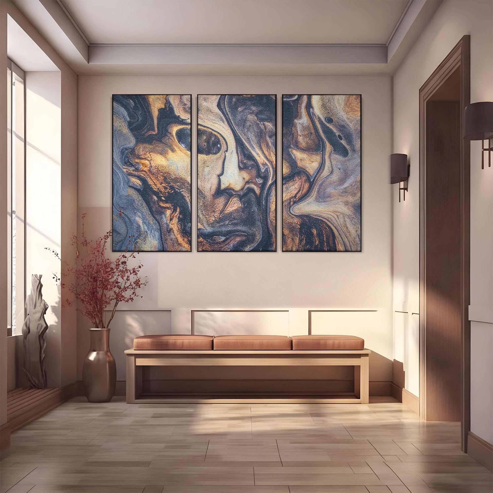 Set 3 Tablouri Canvas Premium LuxCanva® C3-1042, Abstract, Culori, Abstract, Office, Living Room, Relaxare, Culori Vibrante