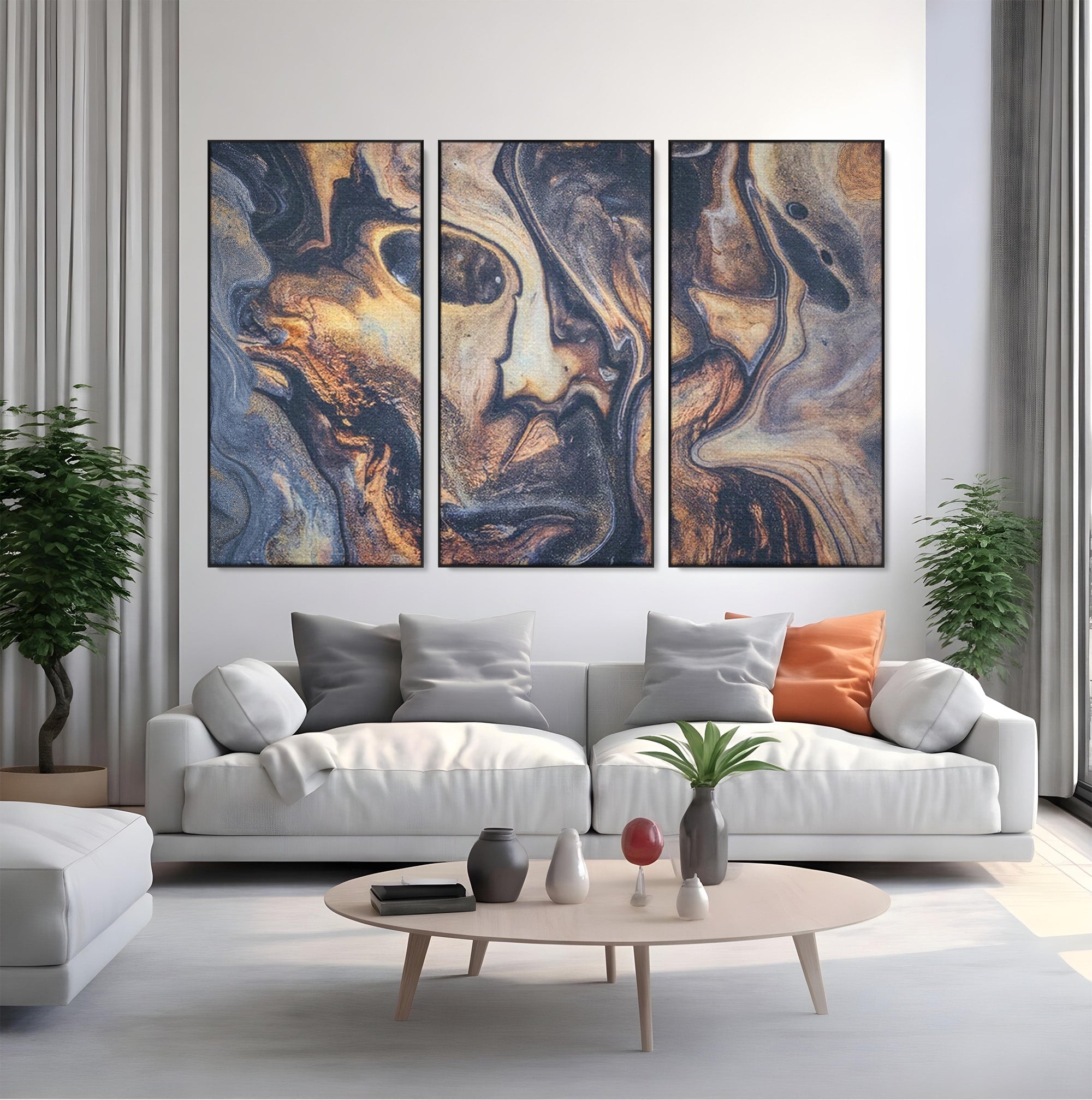 Set 3 Tablouri Canvas Premium LuxCanva® C3-1042, Abstract, Culori, Abstract, Office, Living Room, Relaxare, Culori Vibrante