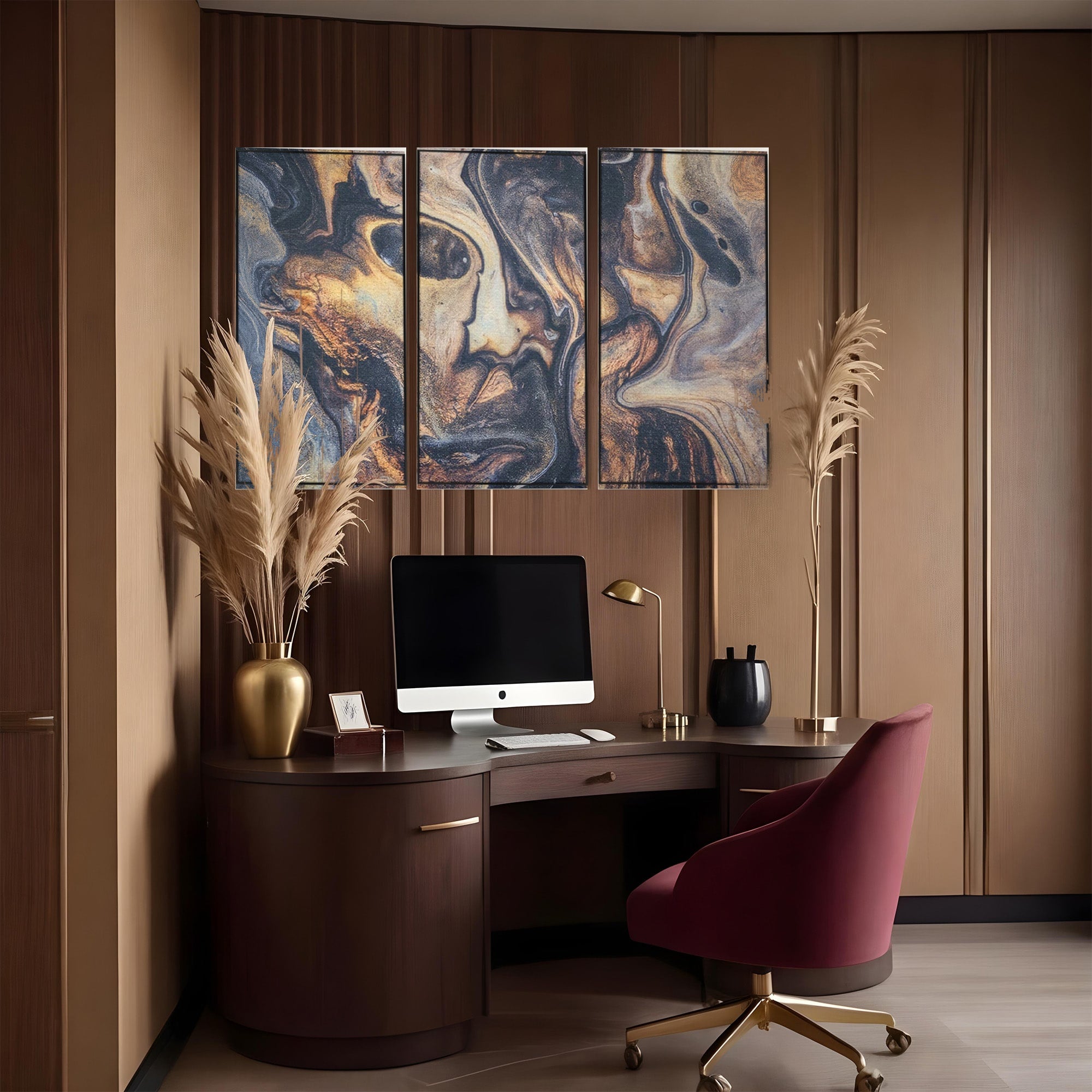 Set 3 Tablouri Canvas Premium LuxCanva® C3-1042, Abstract, Culori, Abstract, Office, Living Room, Relaxare, Culori Vibrante