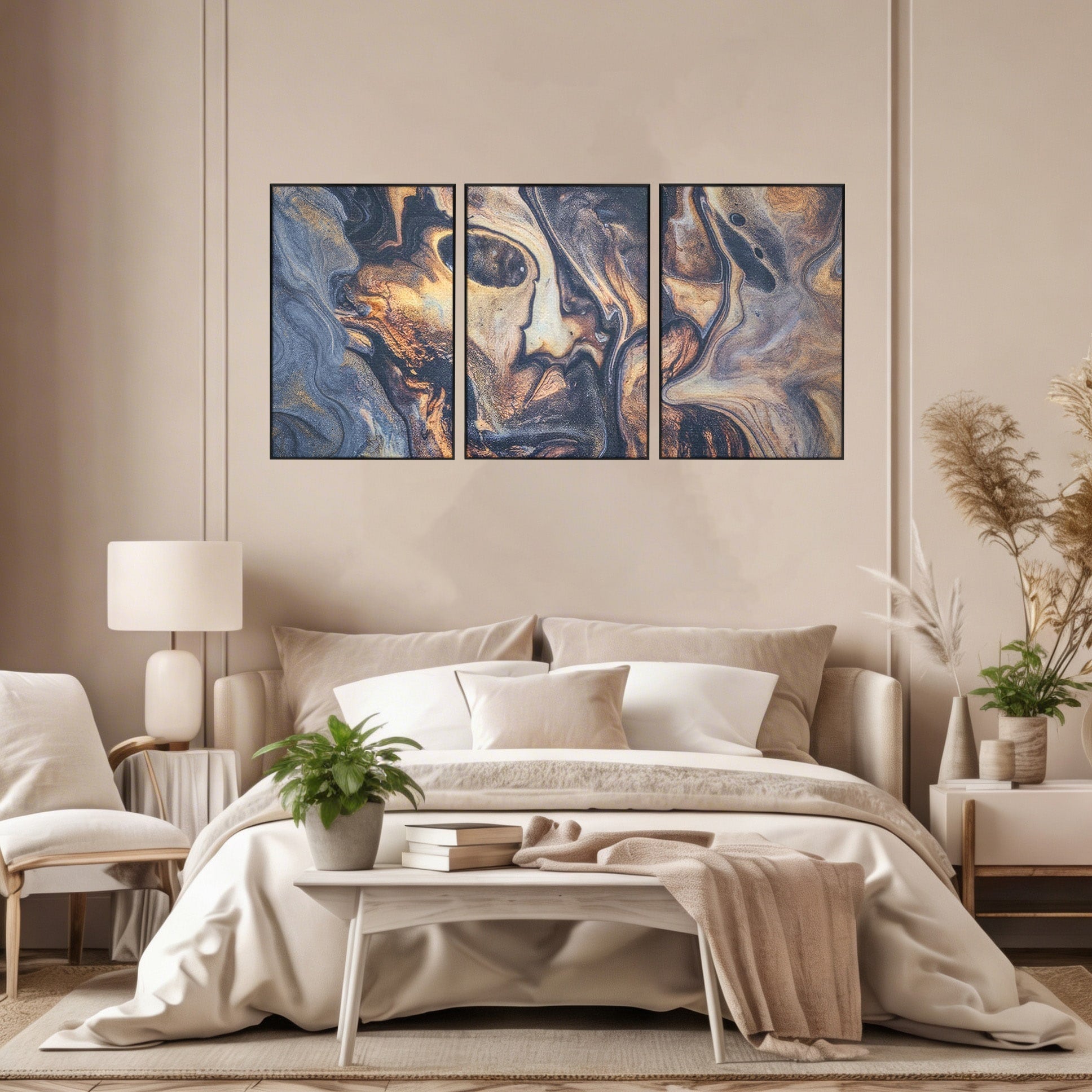 Set 3 Tablouri Canvas Premium LuxCanva® C3-1042, Abstract, Culori, Abstract, Office, Living Room, Relaxare, Culori Vibrante