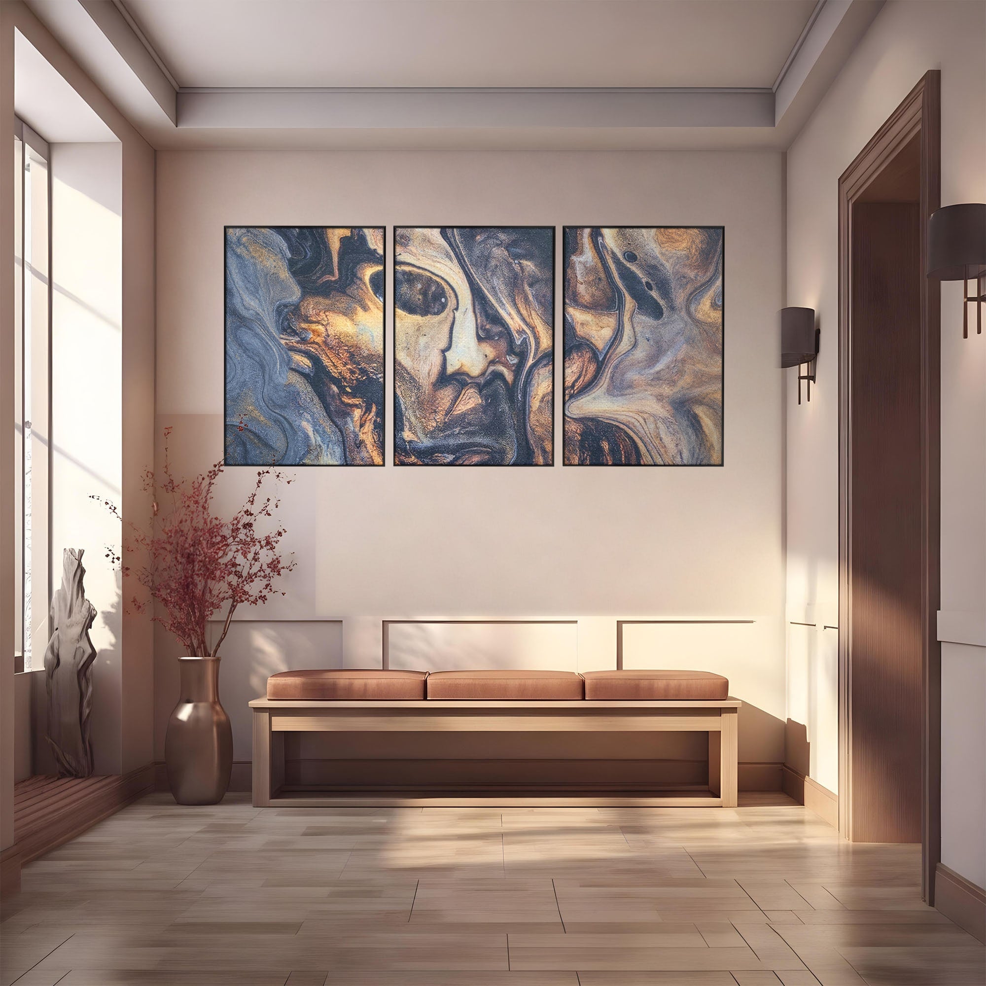 Set 3 Tablouri Canvas Premium LuxCanva® C3-1042, Abstract, Culori, Abstract, Office, Living Room, Relaxare, Culori Vibrante