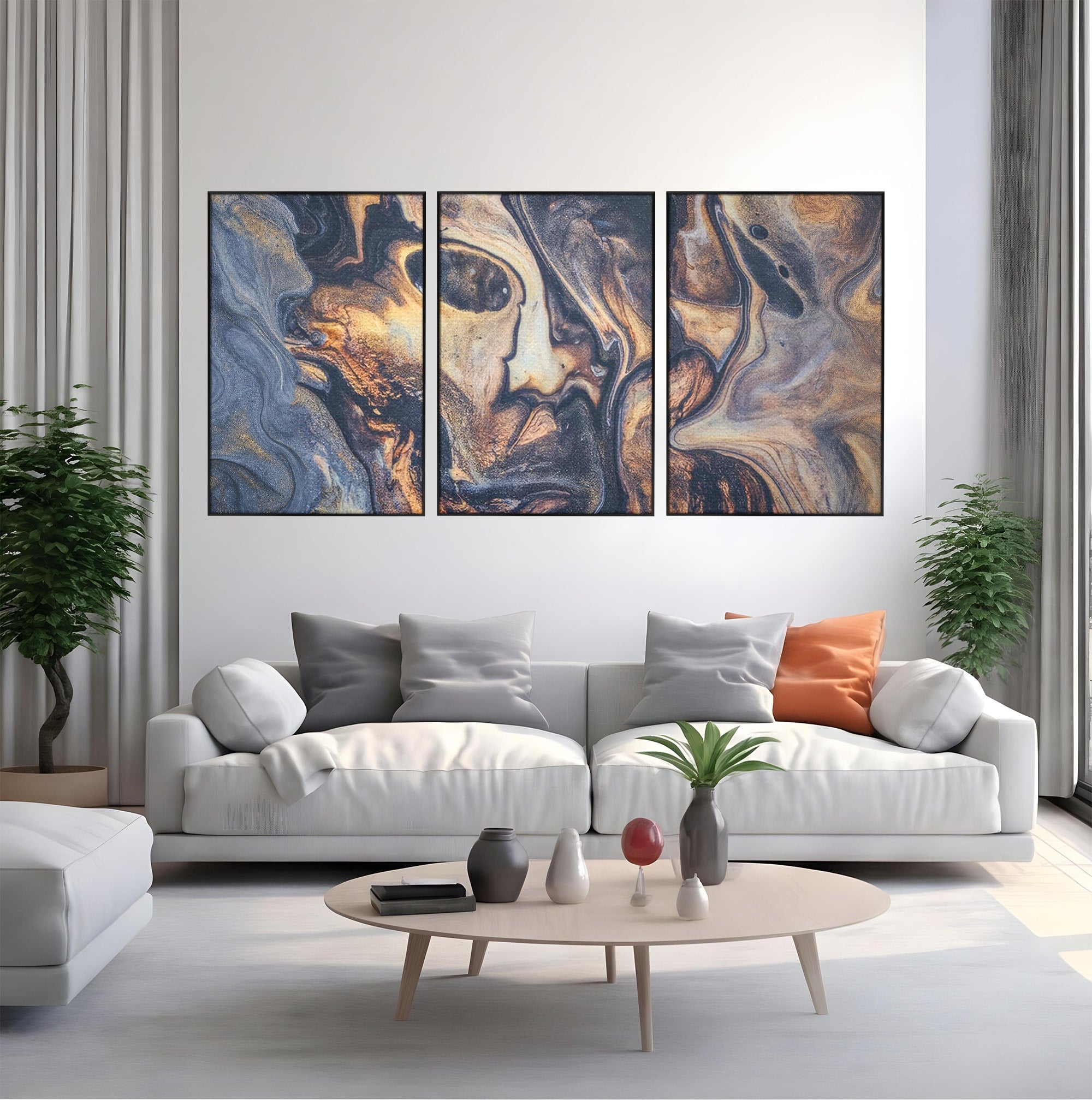 Set 3 Tablouri Canvas Premium LuxCanva® C3-1042, Abstract, Culori, Abstract, Office, Living Room, Relaxare, Culori Vibrante