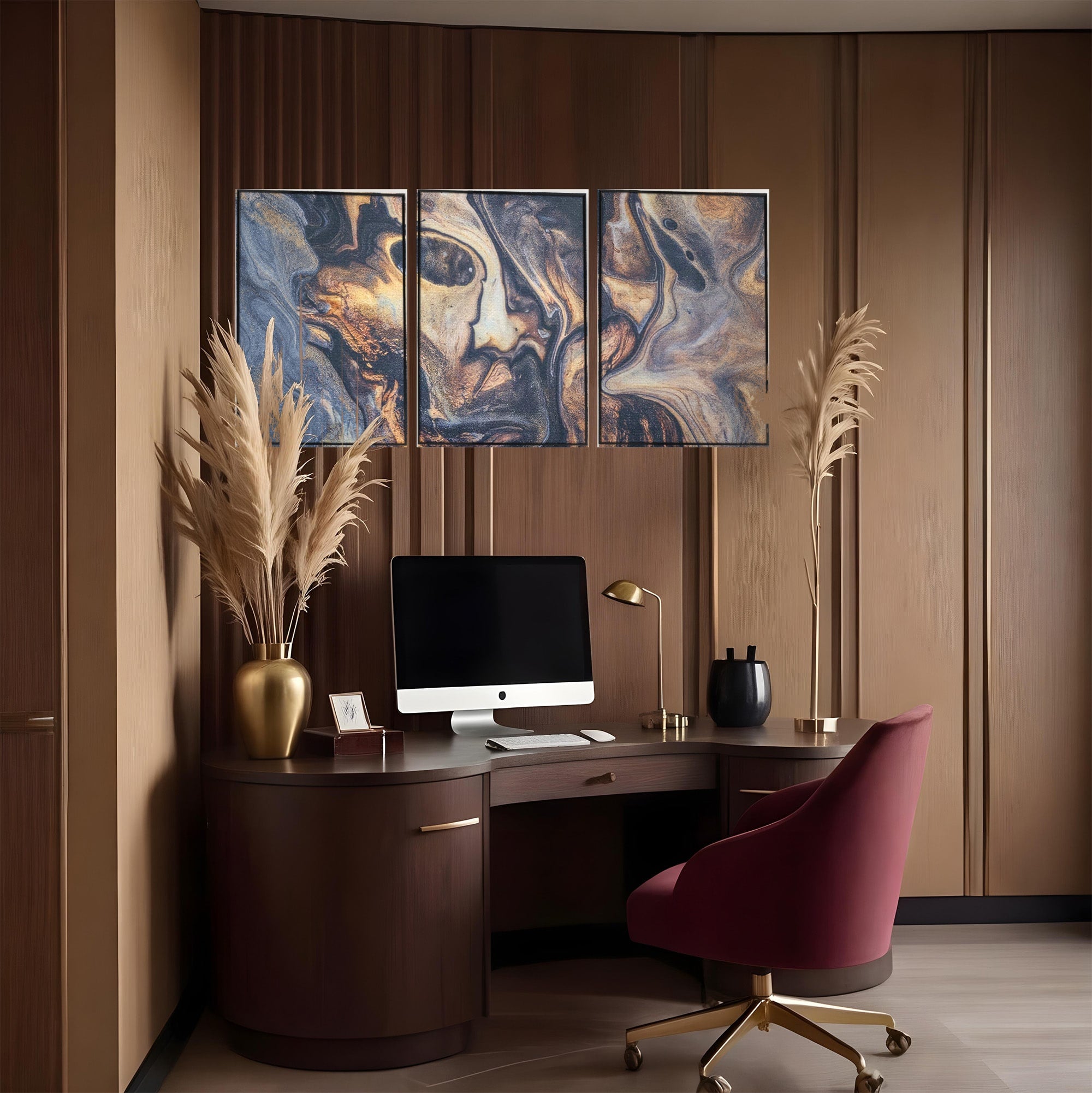 Set 3 Tablouri Canvas Premium LuxCanva® C3-1042, Abstract, Culori, Abstract, Office, Living Room, Relaxare, Culori Vibrante