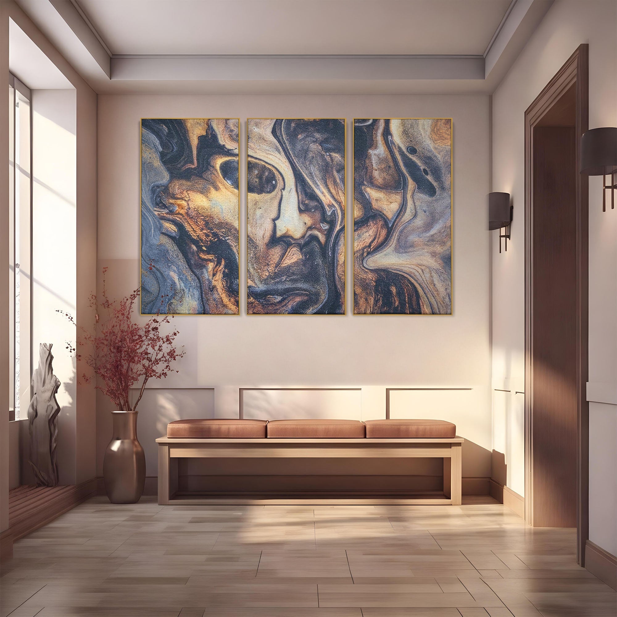 Set 3 Tablouri Canvas Premium LuxCanva® C3-1042, Abstract, Culori, Abstract, Office, Living Room, Relaxare, Culori Vibrante