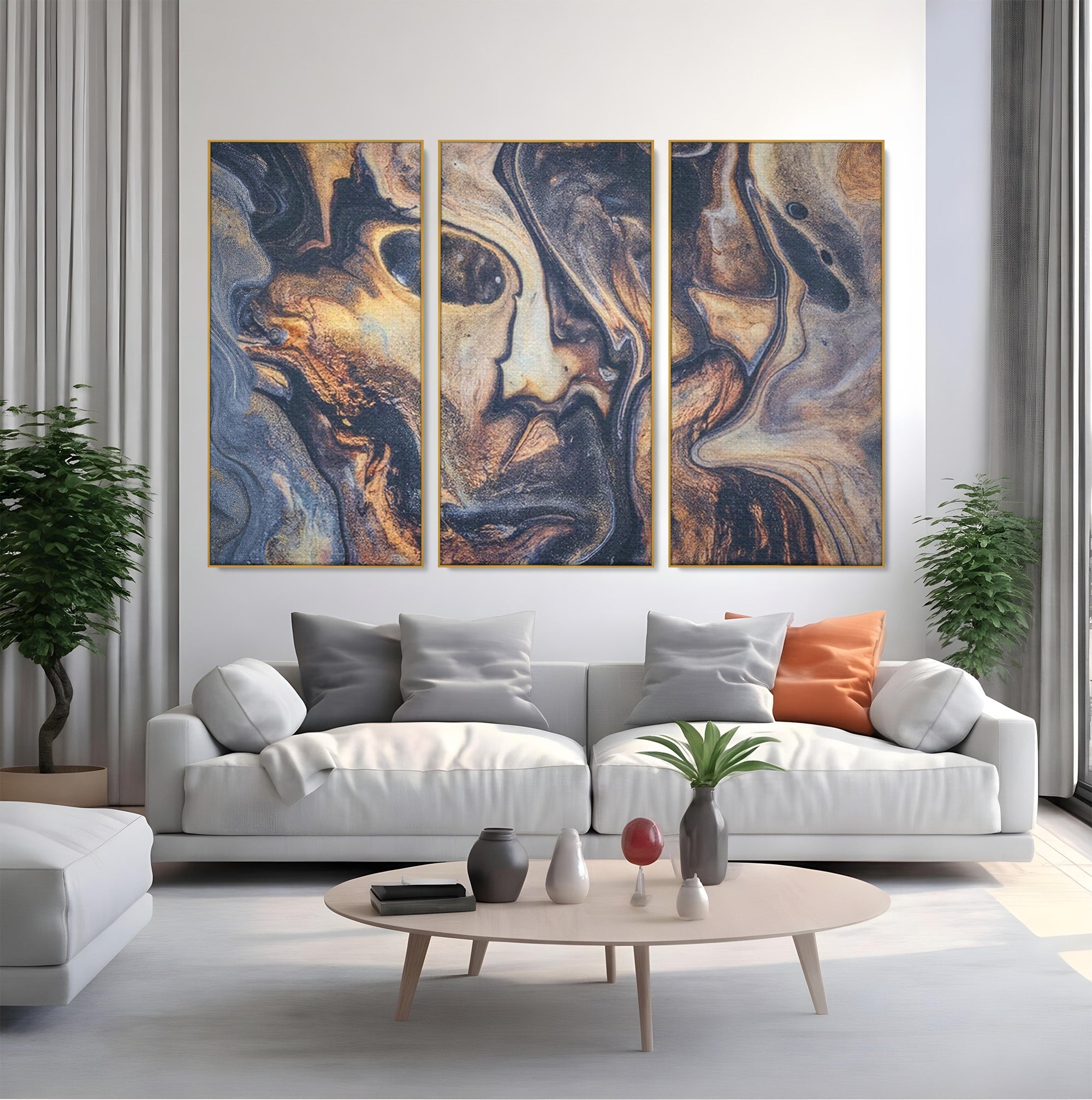 Set 3 Tablouri Canvas Premium LuxCanva® C3-1042, Abstract, Culori, Abstract, Office, Living Room, Relaxare, Culori Vibrante