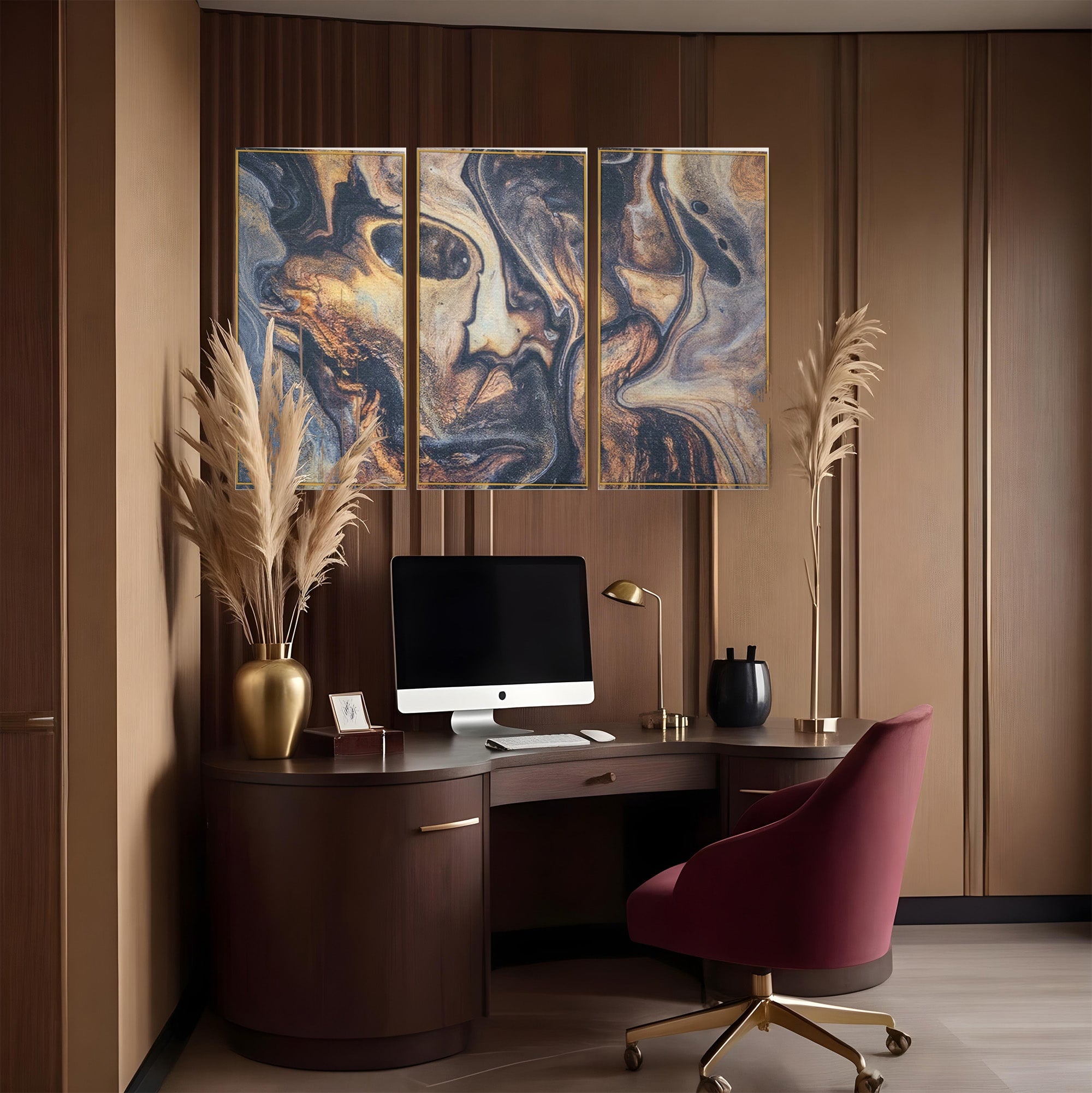 Set 3 Tablouri Canvas Premium LuxCanva® C3-1042, Abstract, Culori, Abstract, Office, Living Room, Relaxare, Culori Vibrante