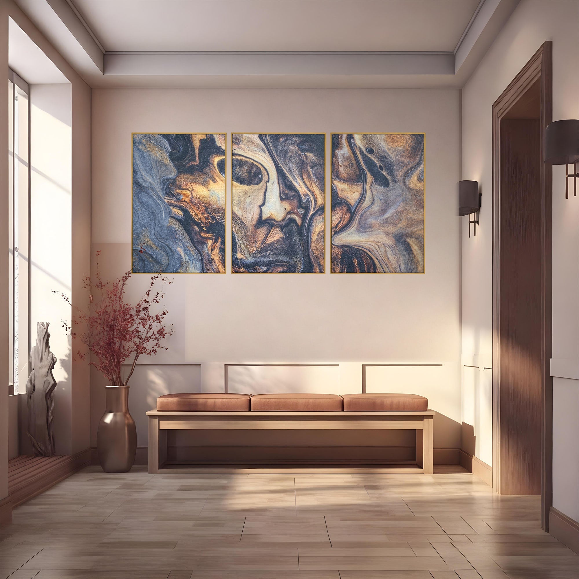 Set 3 Tablouri Canvas Premium LuxCanva® C3-1042, Abstract, Culori, Abstract, Office, Living Room, Relaxare, Culori Vibrante