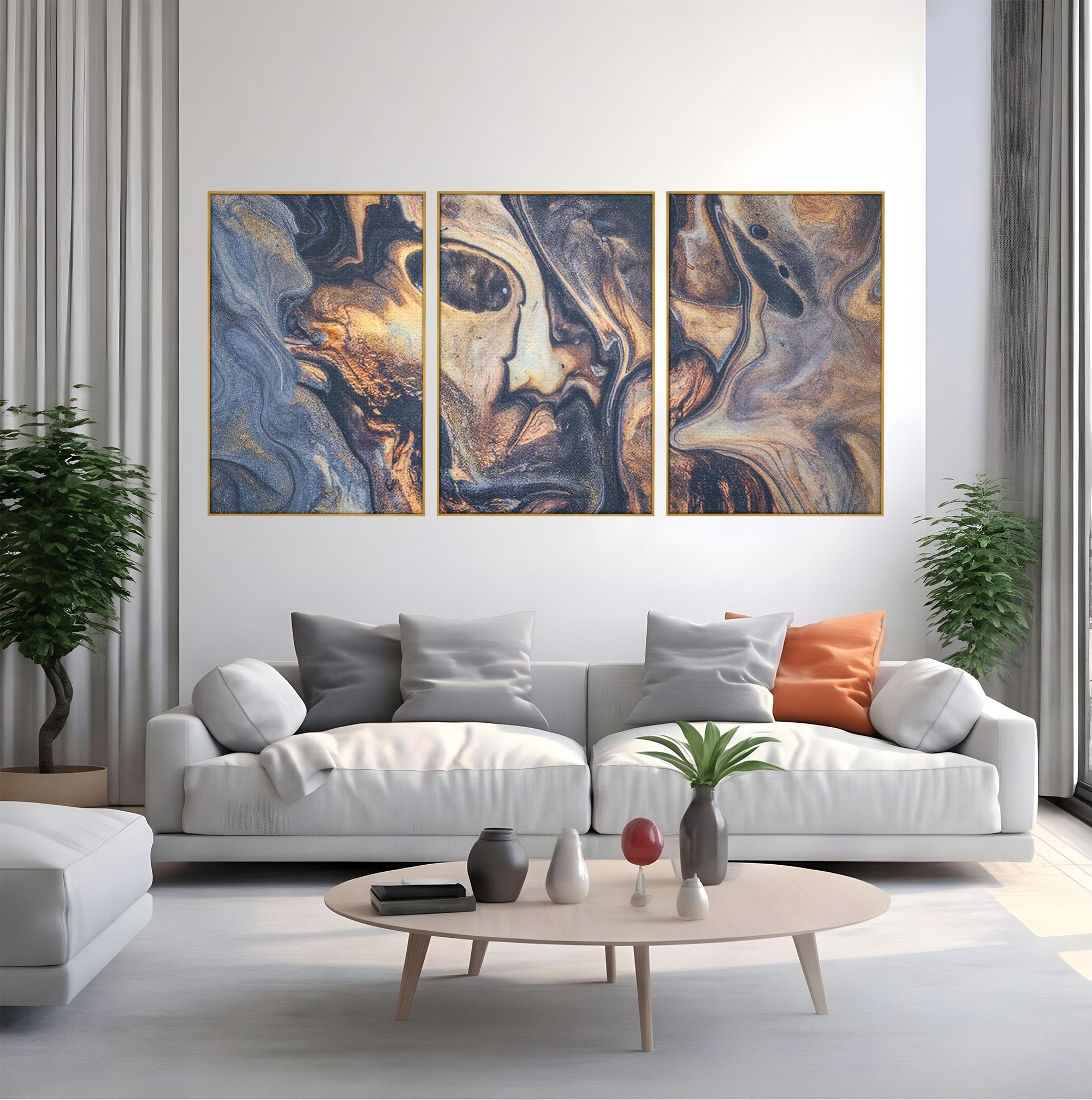 Set 3 Tablouri Canvas Premium LuxCanva® C3-1042, Abstract, Culori, Abstract, Office, Living Room, Relaxare, Culori Vibrante