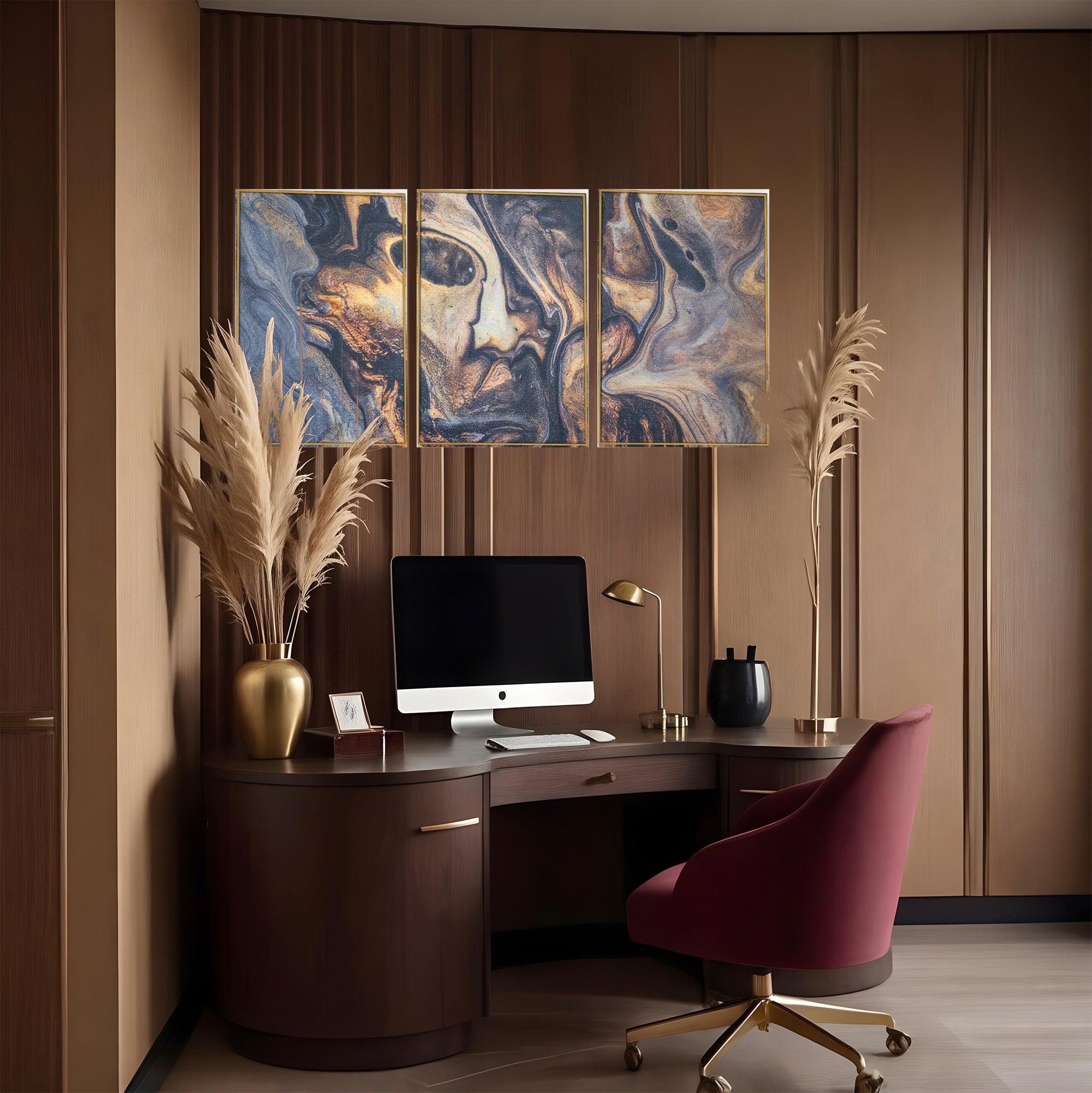 Set 3 Tablouri Canvas Premium LuxCanva® C3-1042, Abstract, Culori, Abstract, Office, Living Room, Relaxare, Culori Vibrante