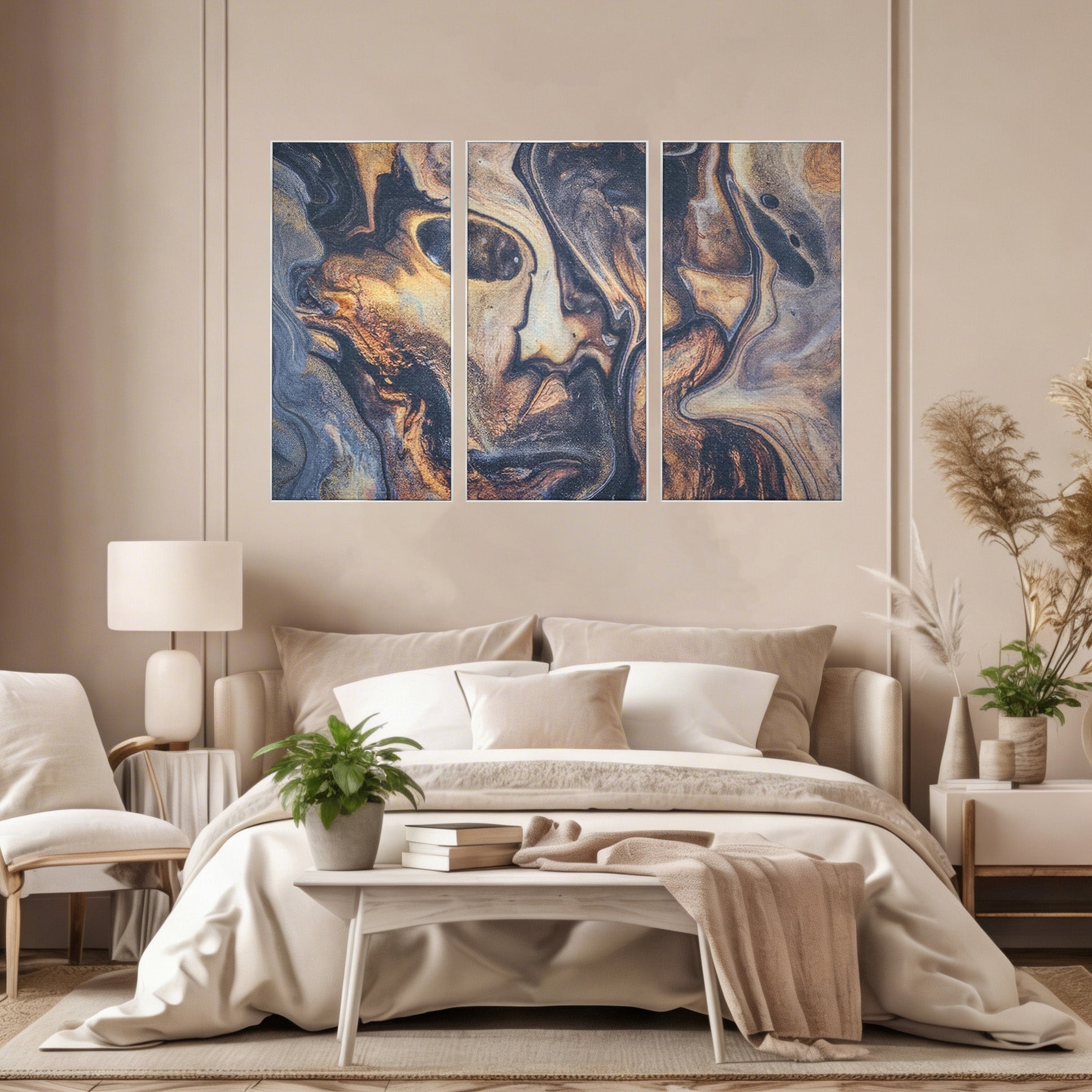 Set 3 Tablouri Canvas Premium LuxCanva® C3-1042, Abstract, Culori, Abstract, Office, Living Room, Relaxare, Culori Vibrante