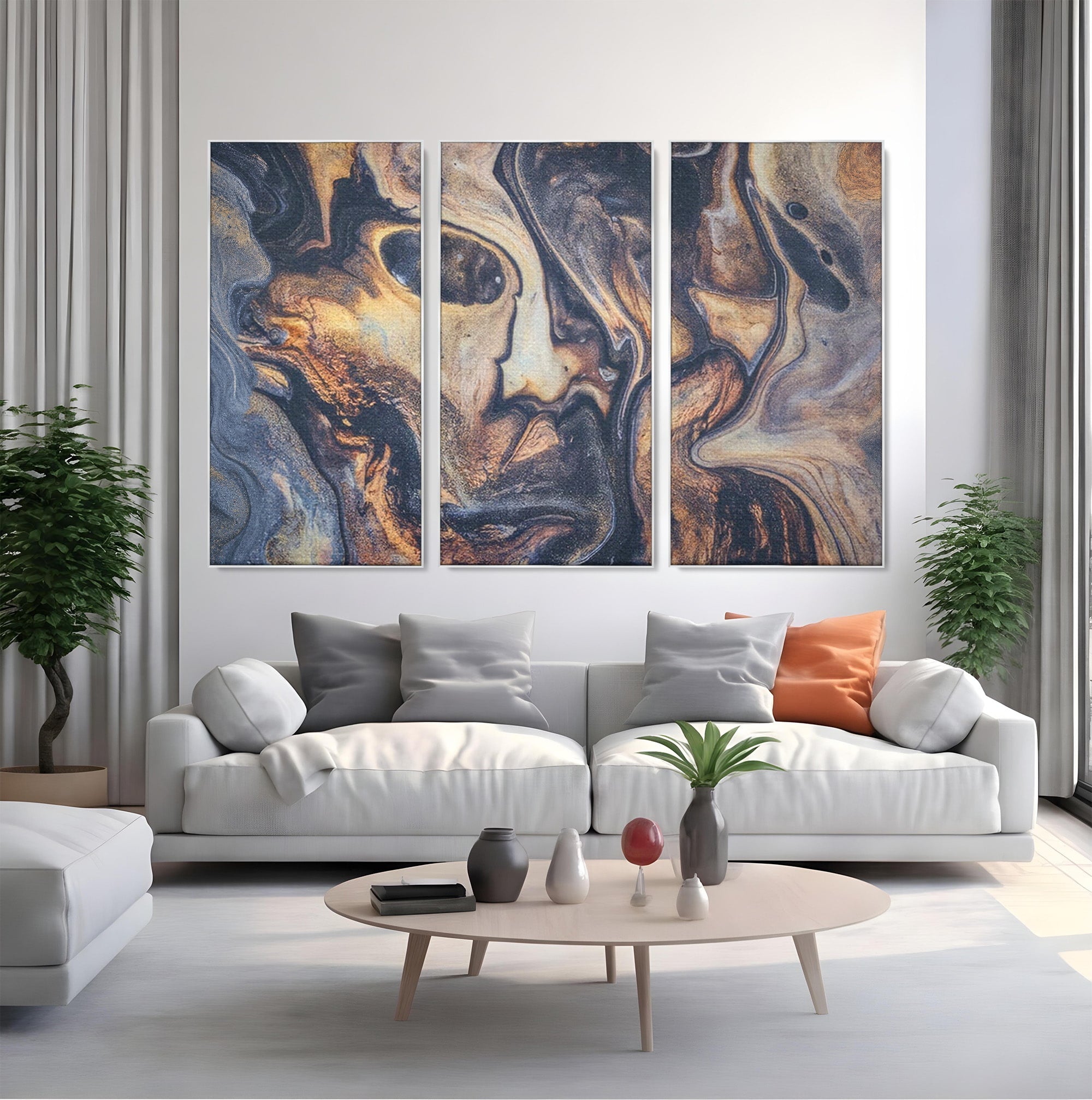 Set 3 Tablouri Canvas Premium LuxCanva® C3-1042, Abstract, Culori, Abstract, Office, Living Room, Relaxare, Culori Vibrante