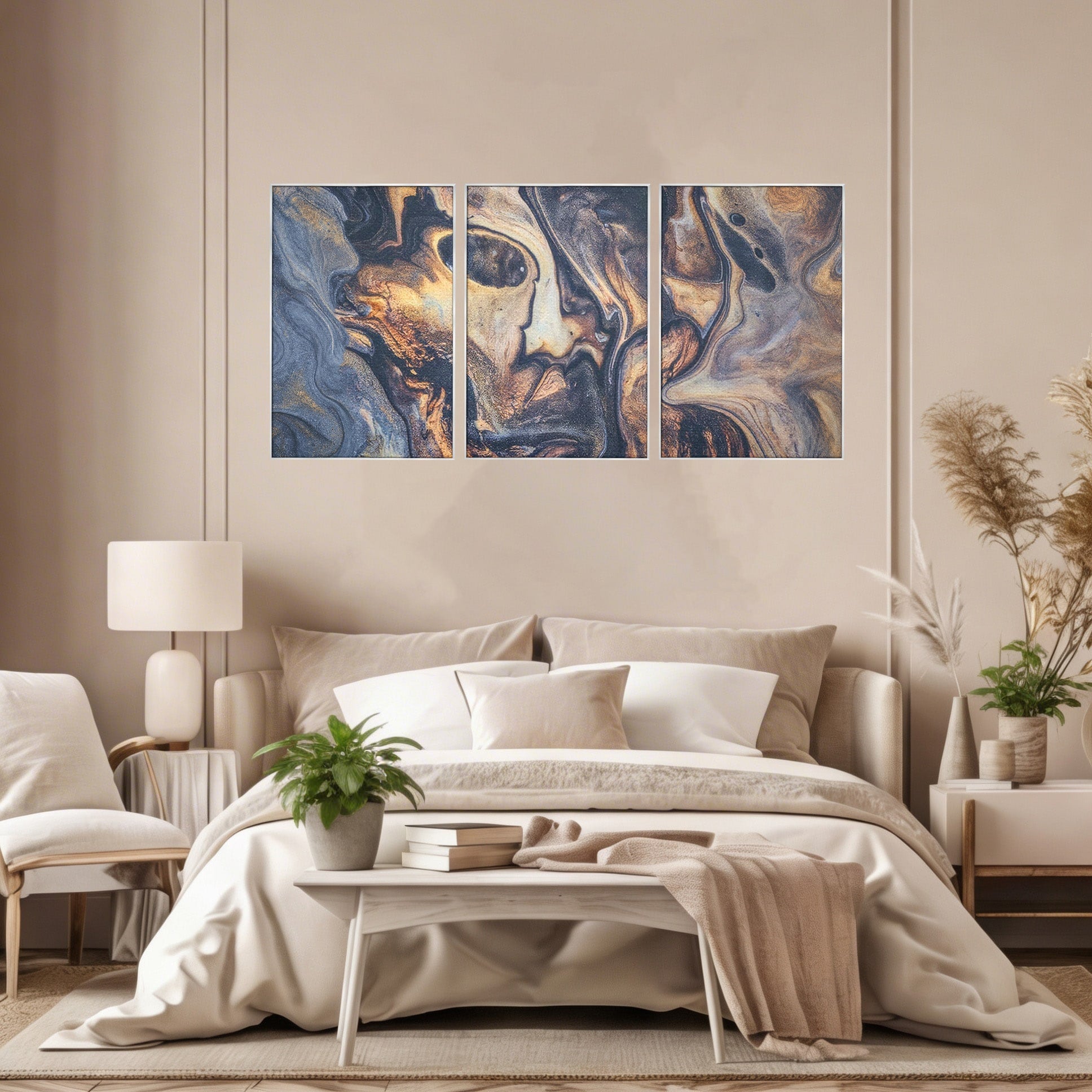 Set 3 Tablouri Canvas Premium LuxCanva® C3-1042, Abstract, Culori, Abstract, Office, Living Room, Relaxare, Culori Vibrante