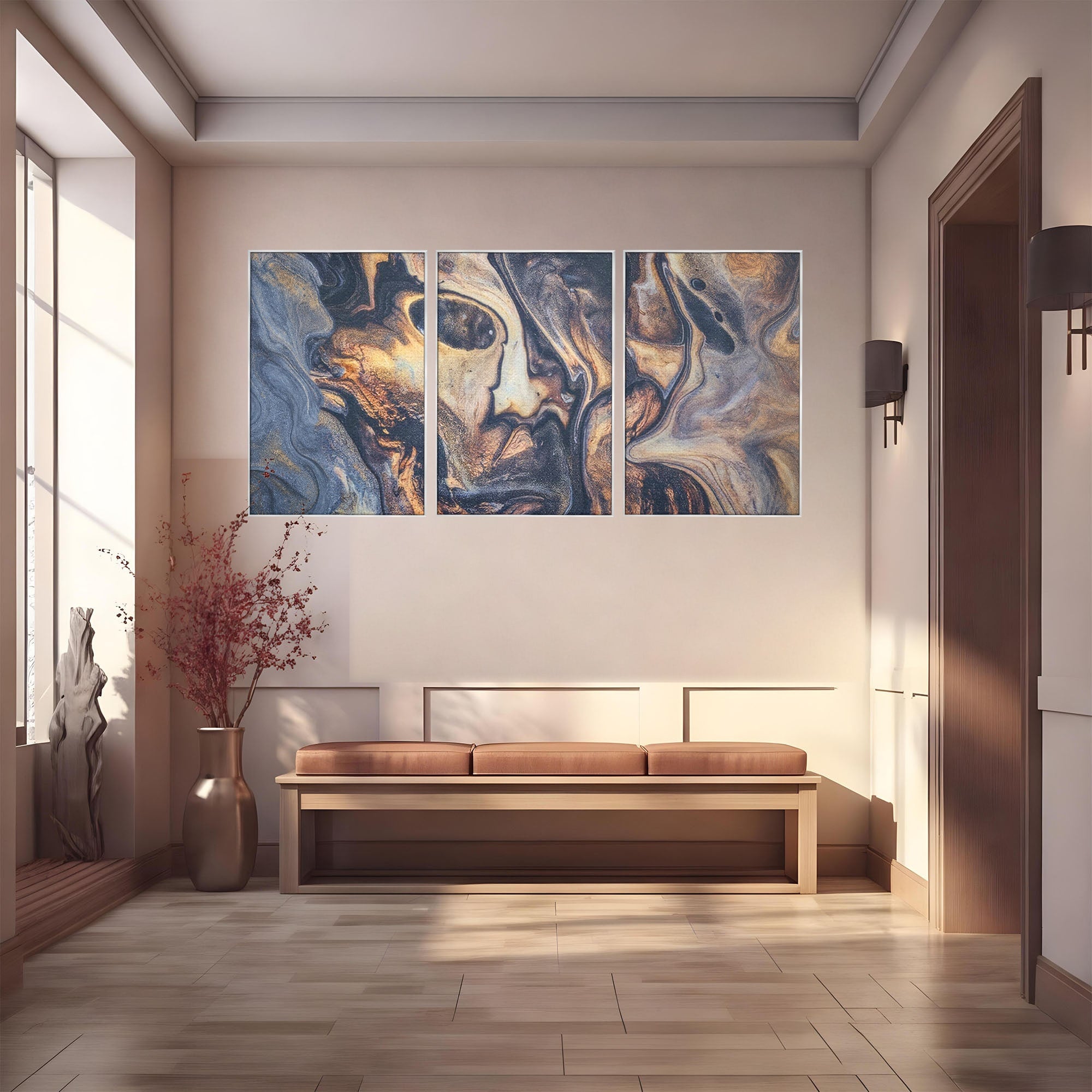 Set 3 Tablouri Canvas Premium LuxCanva® C3-1042, Abstract, Culori, Abstract, Office, Living Room, Relaxare, Culori Vibrante