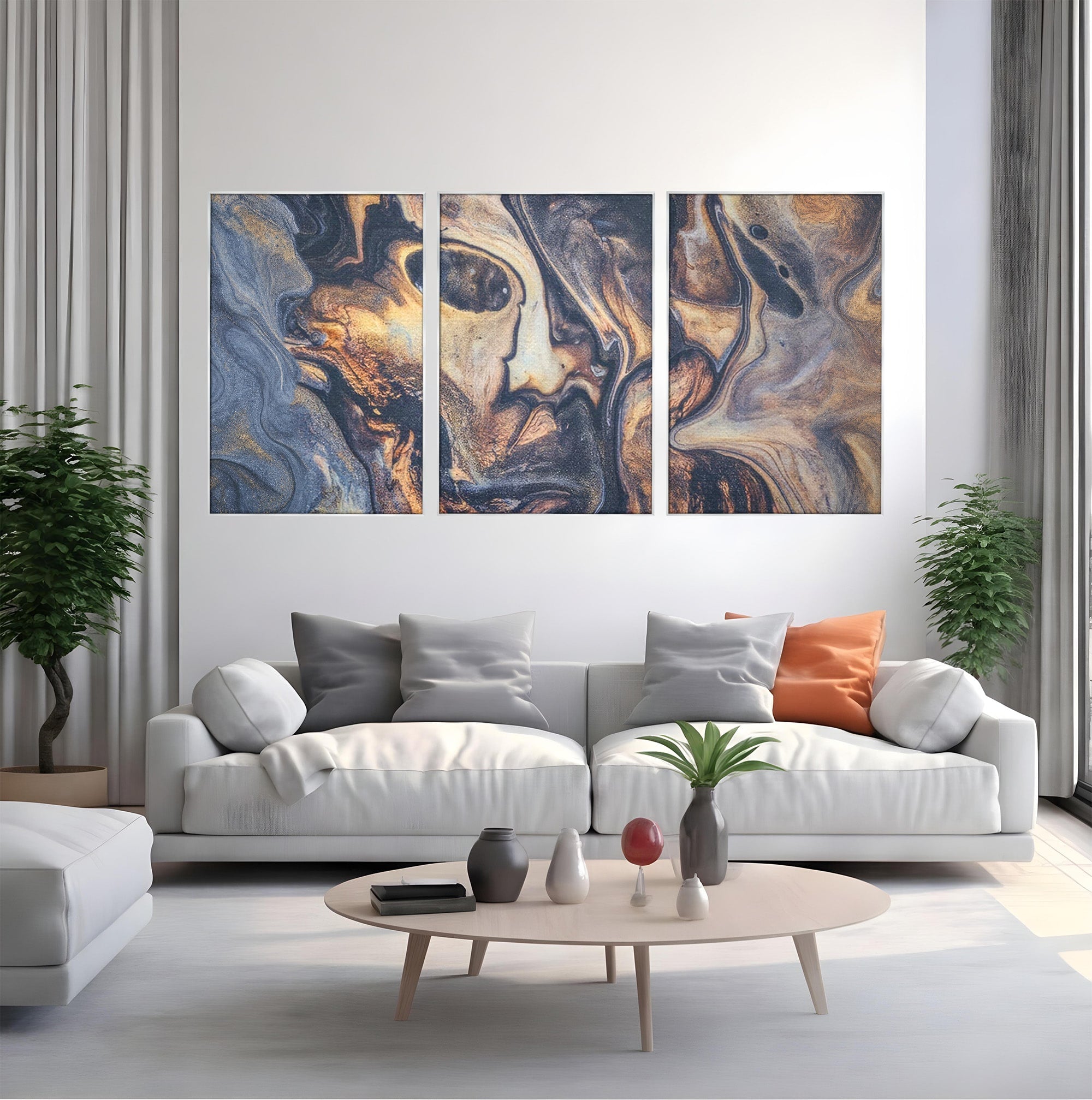 Set 3 Tablouri Canvas Premium LuxCanva® C3-1042, Abstract, Culori, Abstract, Office, Living Room, Relaxare, Culori Vibrante