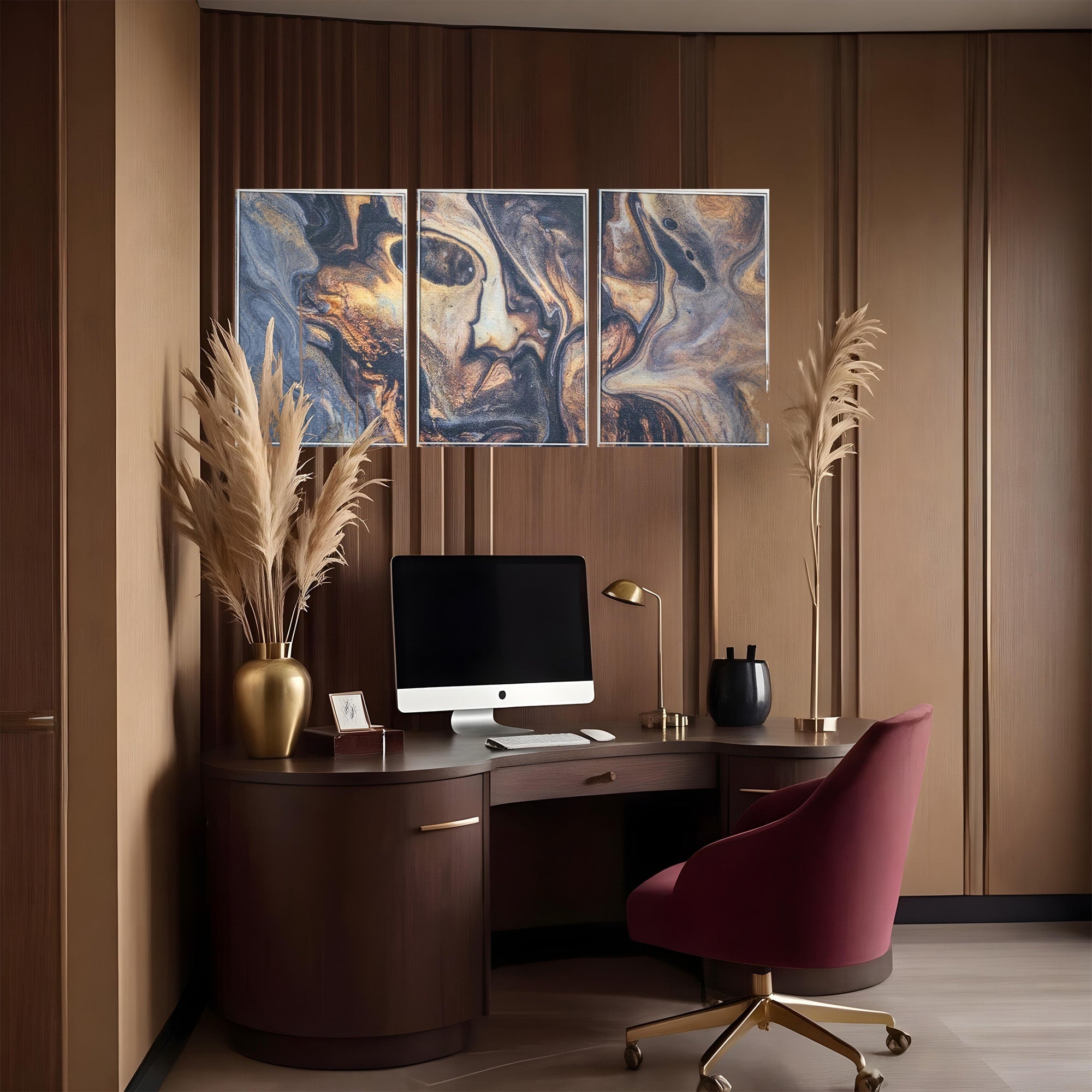 Set 3 Tablouri Canvas Premium LuxCanva® C3-1042, Abstract, Culori, Abstract, Office, Living Room, Relaxare, Culori Vibrante