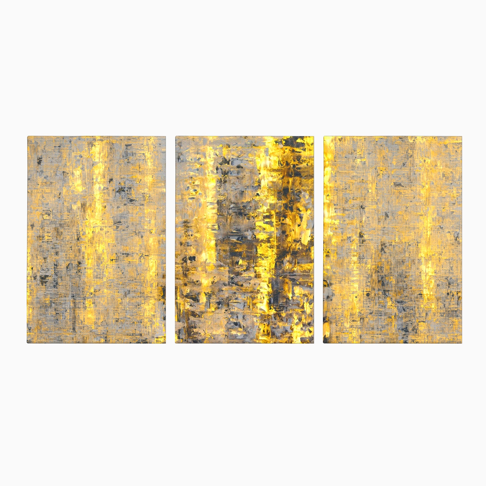 Set 3 Tablouri Canvas Premium LuxCanva® C3-1058, Gold And Brown Painting Abstract, Gold And Brown Painting Abstract, Dining Room, Living Room, Relaxare, Culori Vibrante