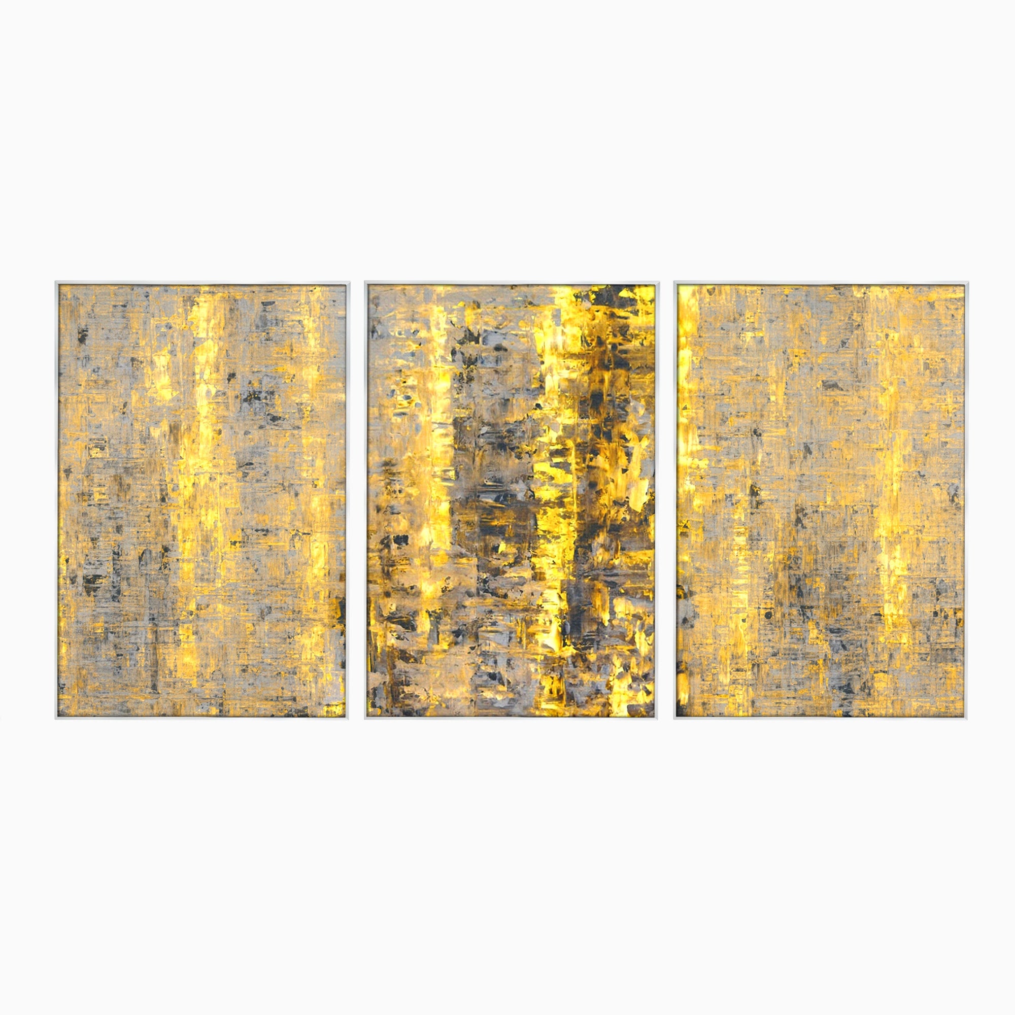 Set 3 Tablouri Canvas Premium LuxCanva® C3-1058, Gold And Brown Painting Abstract, Gold And Brown Painting Abstract, Dining Room, Living Room, Relaxare, Culori Vibrante