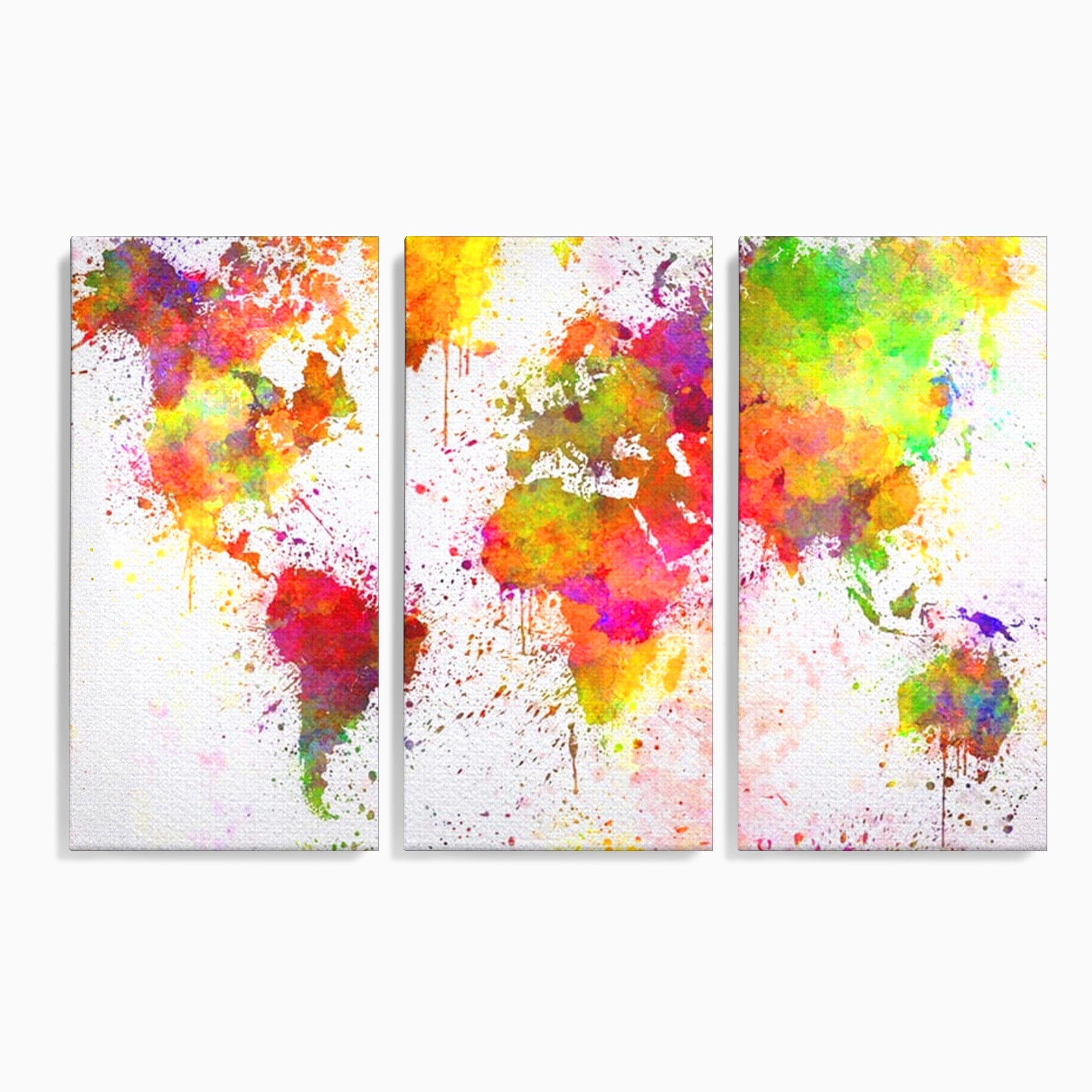 Set 3 Tablouri Canvas Premium LuxCanva® C3-1081, Harta Lumii In Culori, Inspirational, Calatorie, Motivational, Living Room, Office, Relaxare, Culori Vibrante